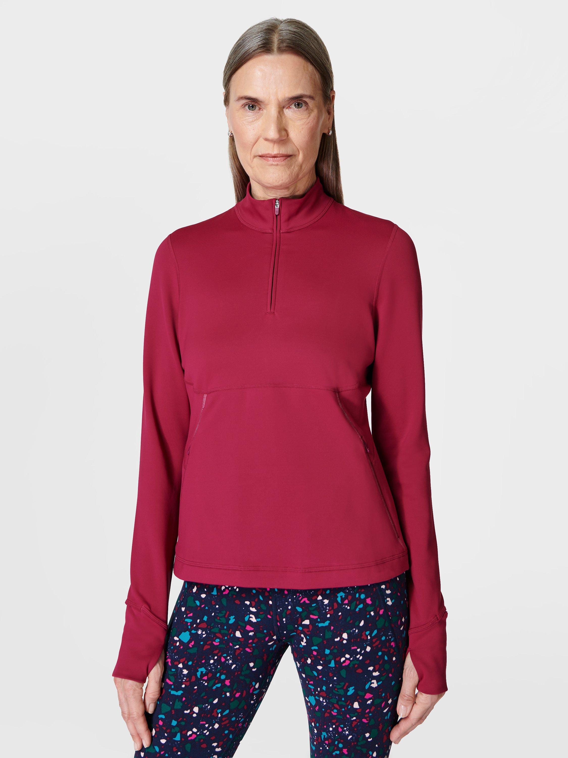 Sweaty Betty Therma Boost Half Zip Running Top, Vamp Red