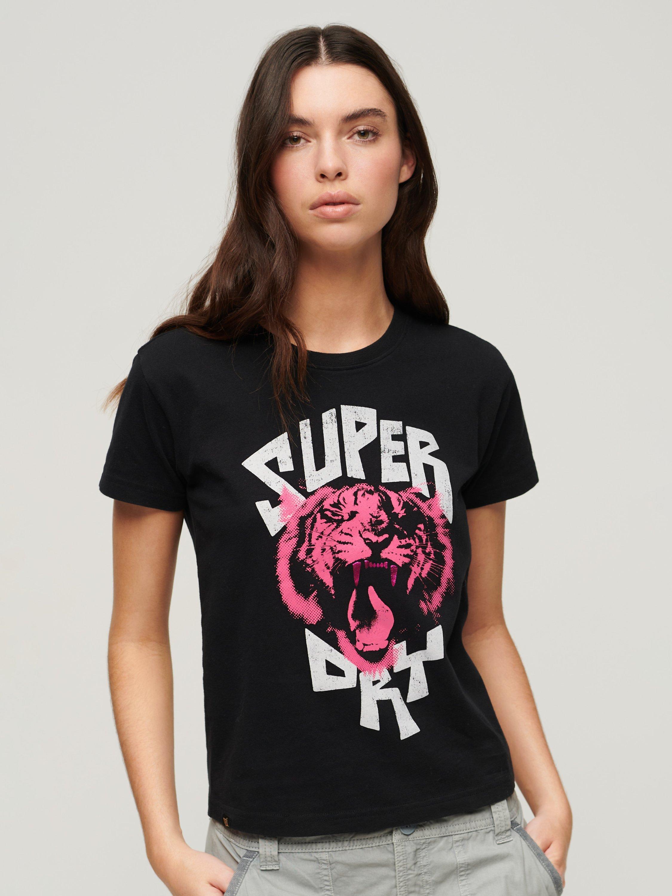 Superdry Cotton Lo-Fi Rock T-Shirt, Jet Black