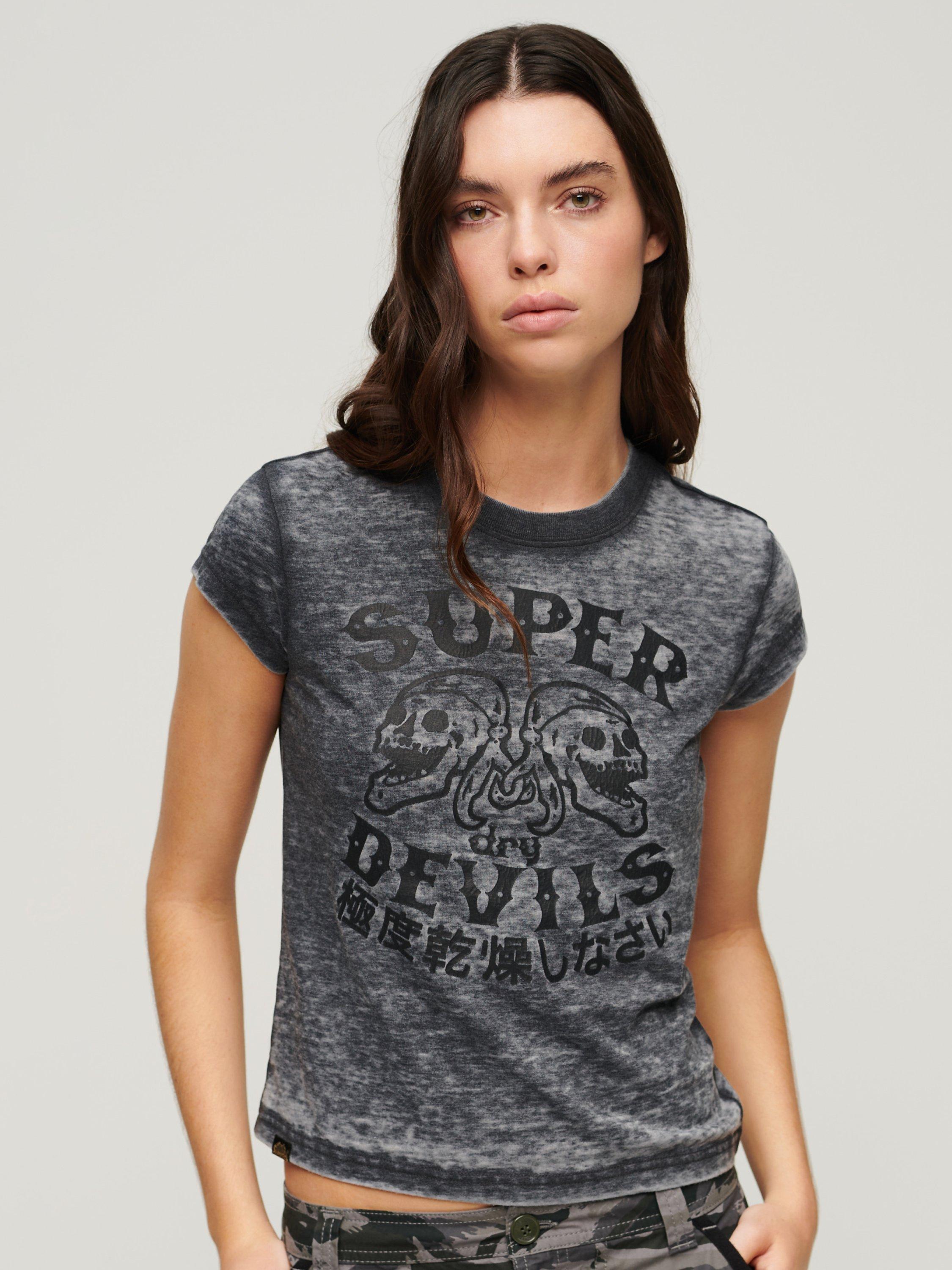 Superdry Retro Rocker Embroidered T-Shirt, Jet Black