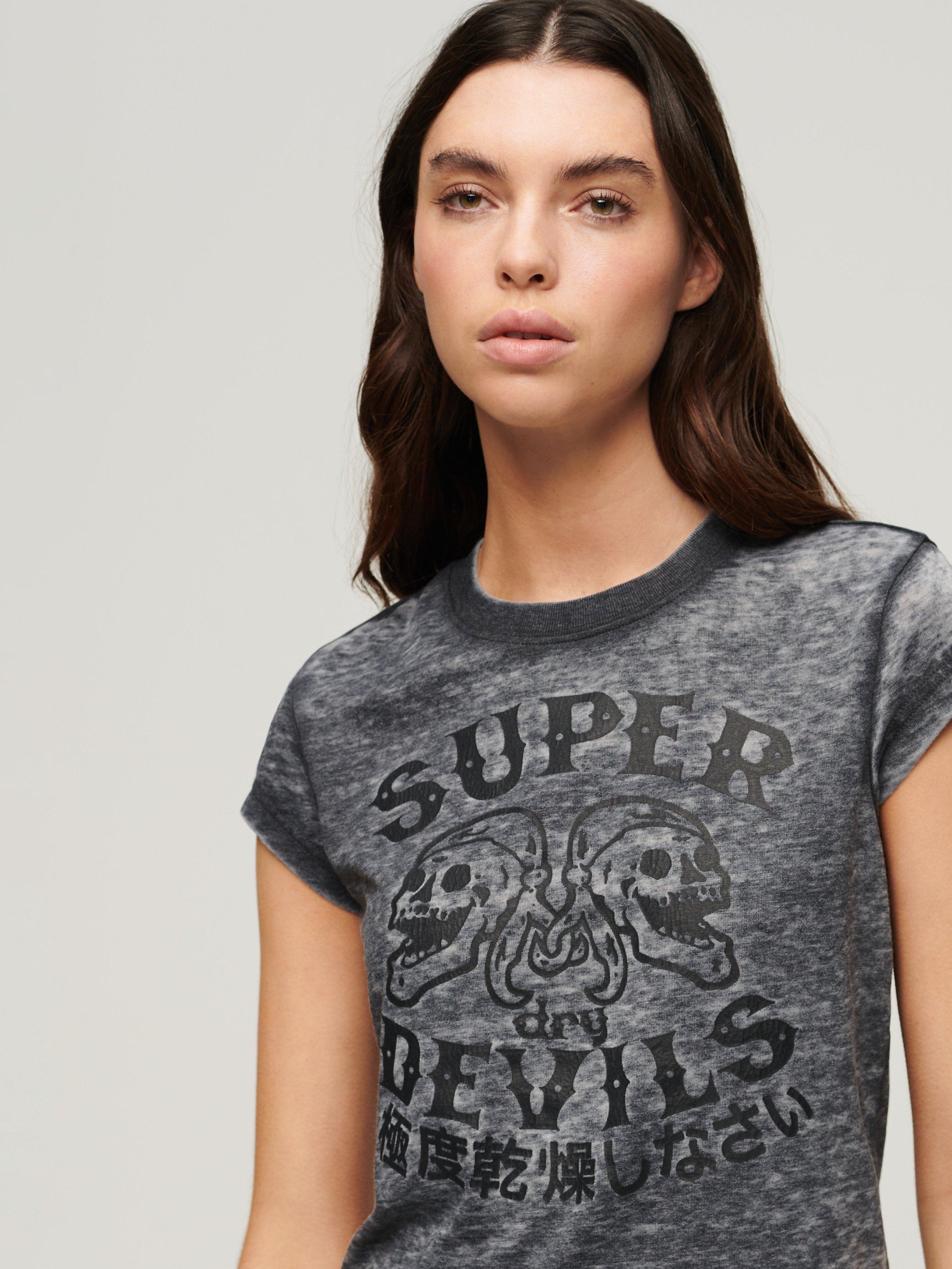 Superdry Retro Rocker Embroidered T-Shirt, Jet Black, 10