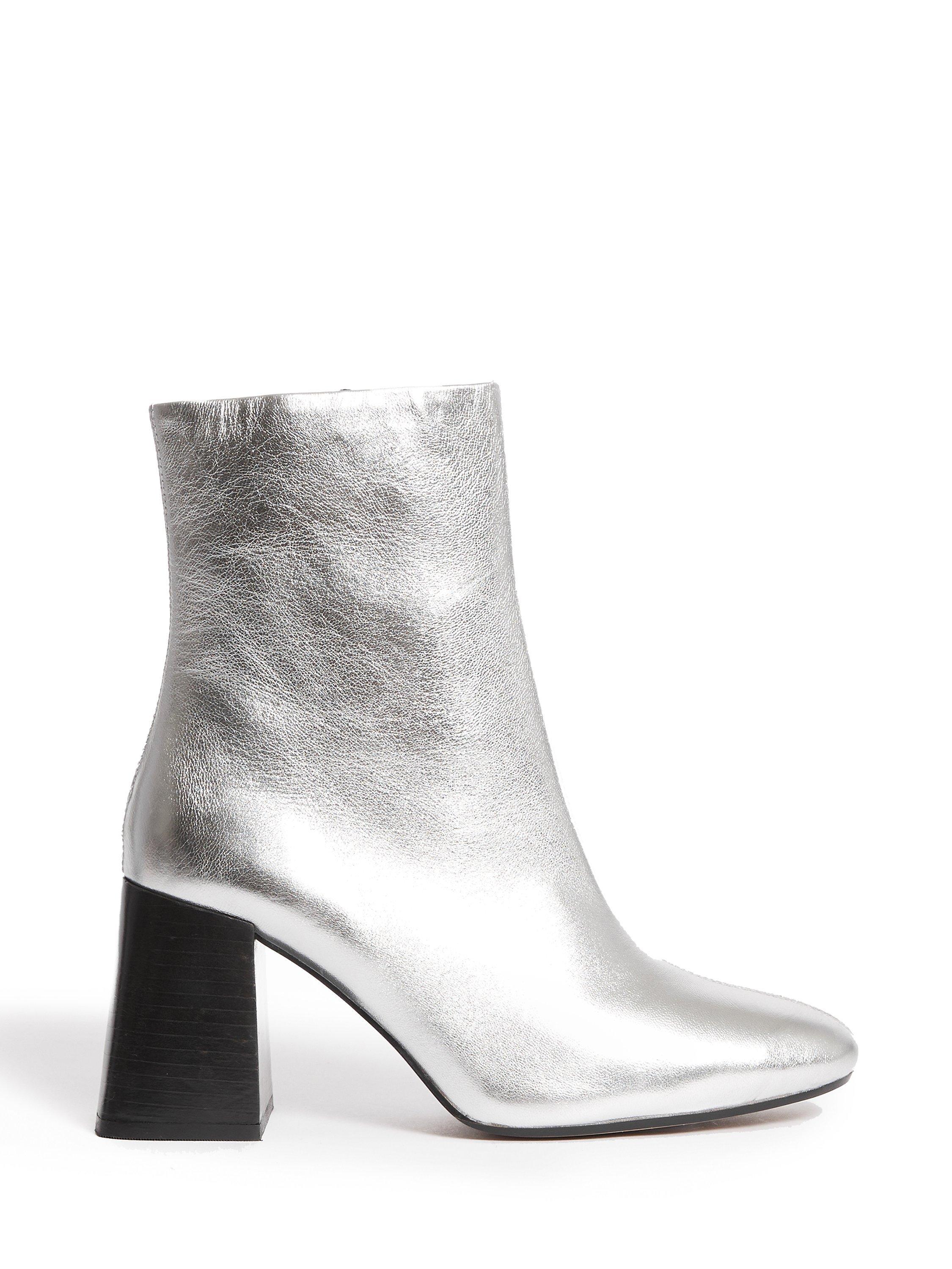 Jigsaw Fulham Metallic Leather Ankle Boots, Silver