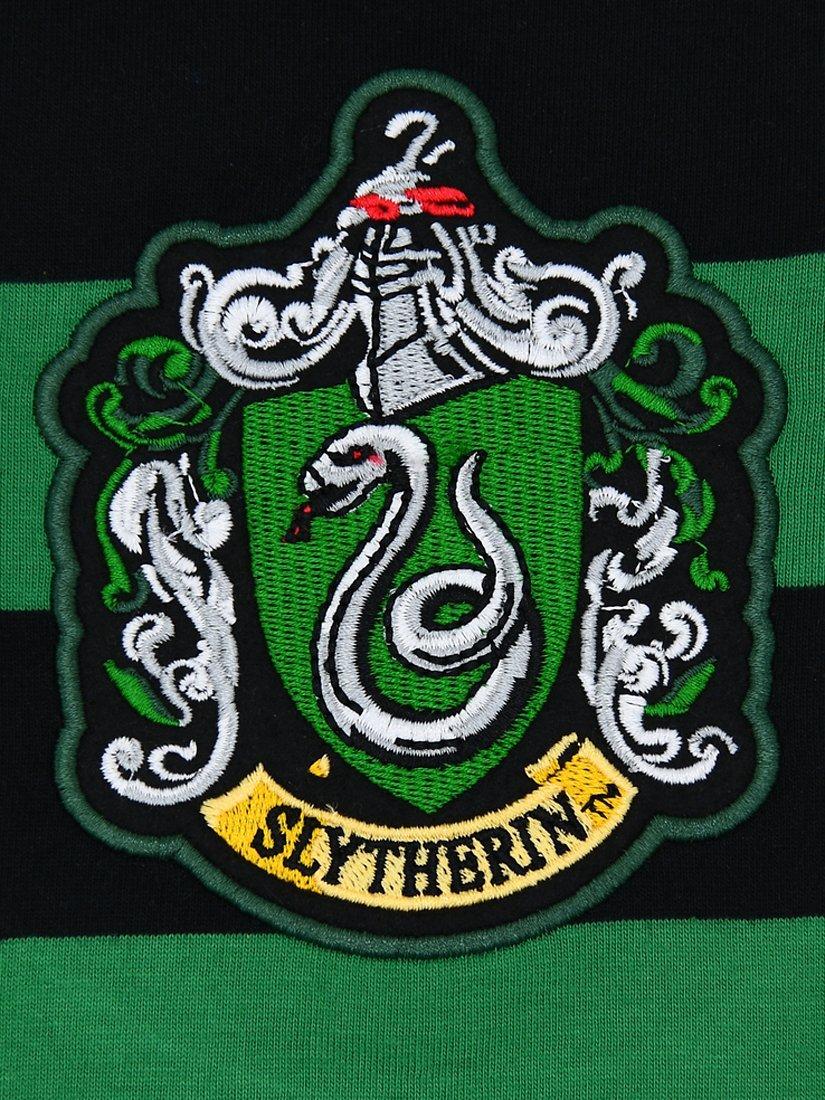 Product image 4 of 4, which shows Fabric Flavours Kids' Harry Potter Slytherin Rugby Shirt, Green/Black, 11-12 years