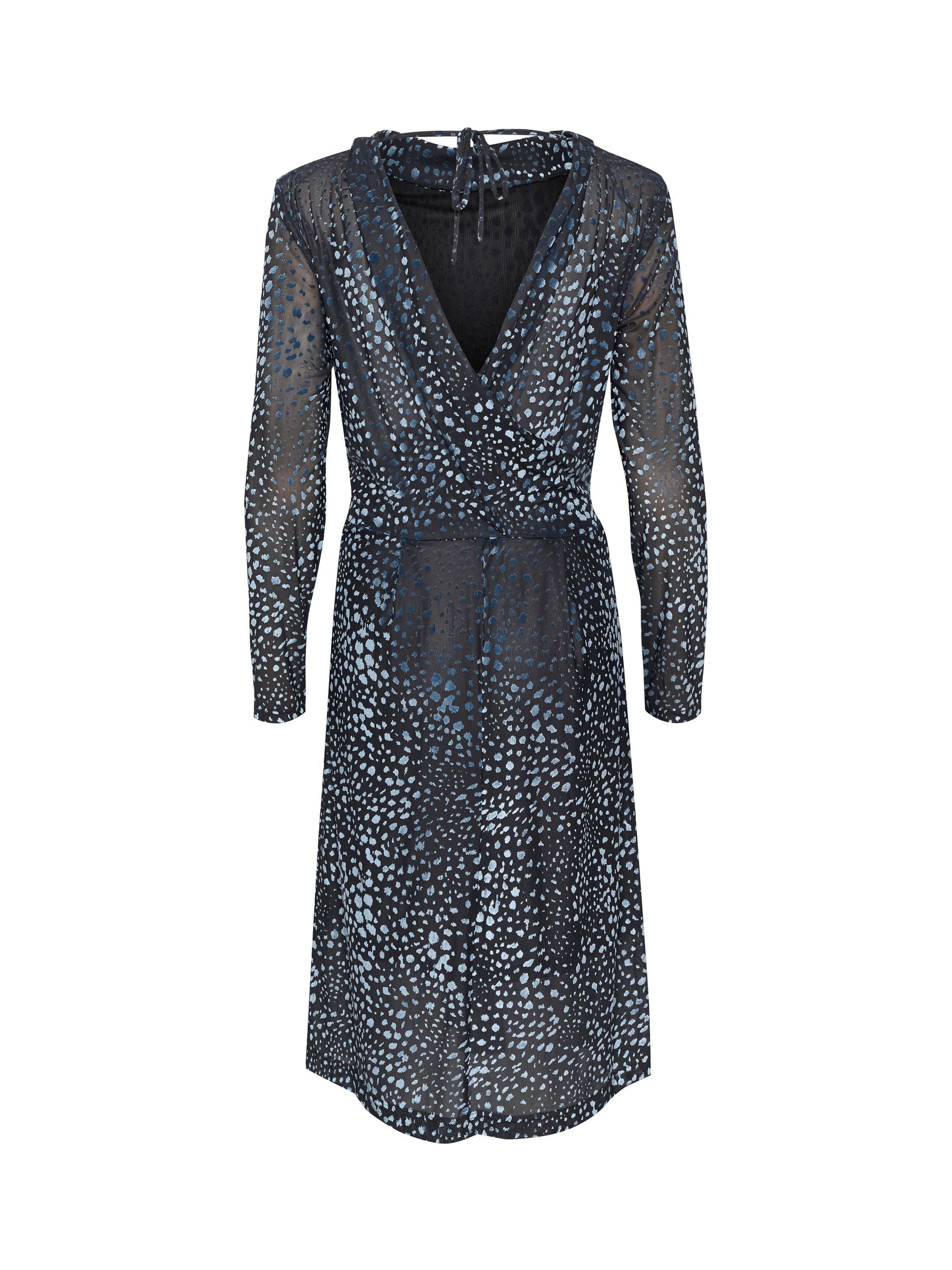 Product image 6 of 6, which shows Soaked In Luxury Nicha Open Back Knee-Length Dress, Faded Denim Burn Out, XS