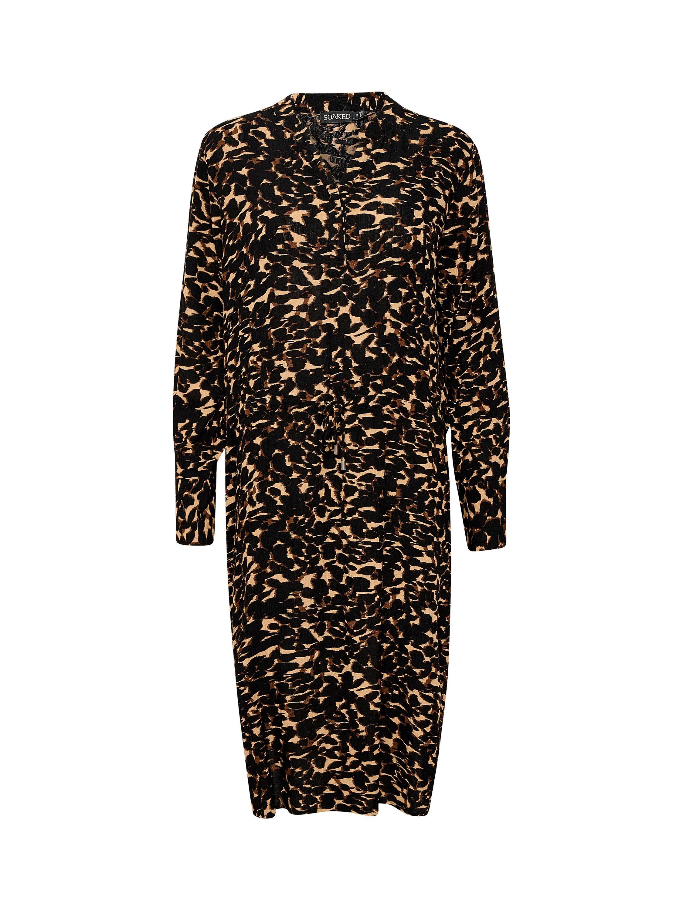 Product image 5 of 7, which shows Soaked In Luxury Zaya Printed Dress, Tigers Eye Leaf, S