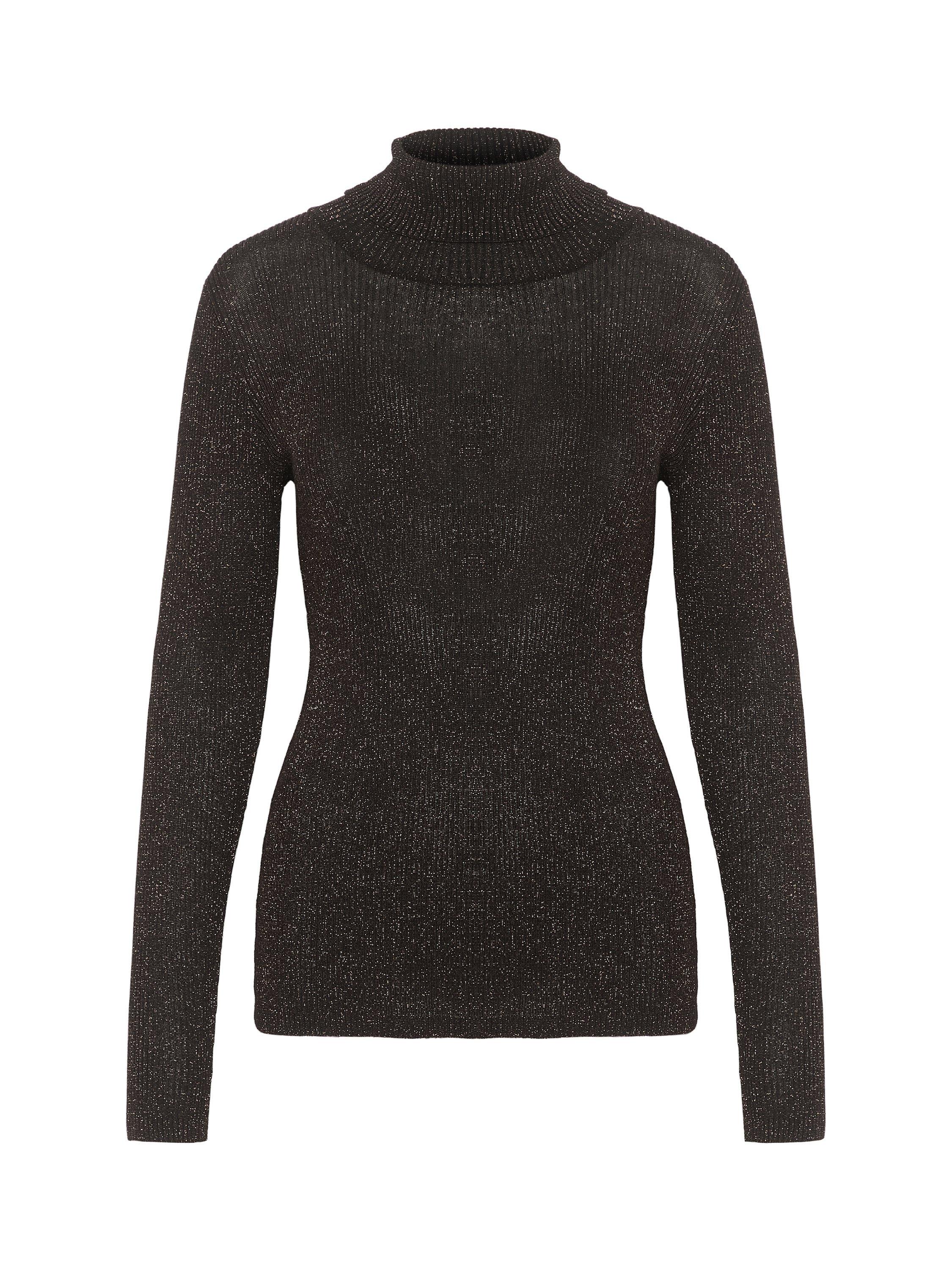 Product image 1 of 2, which shows Soaked In Luxury Carina Metallic Knit Slim Fit Pullover Jumper, Black/Lurex, XS