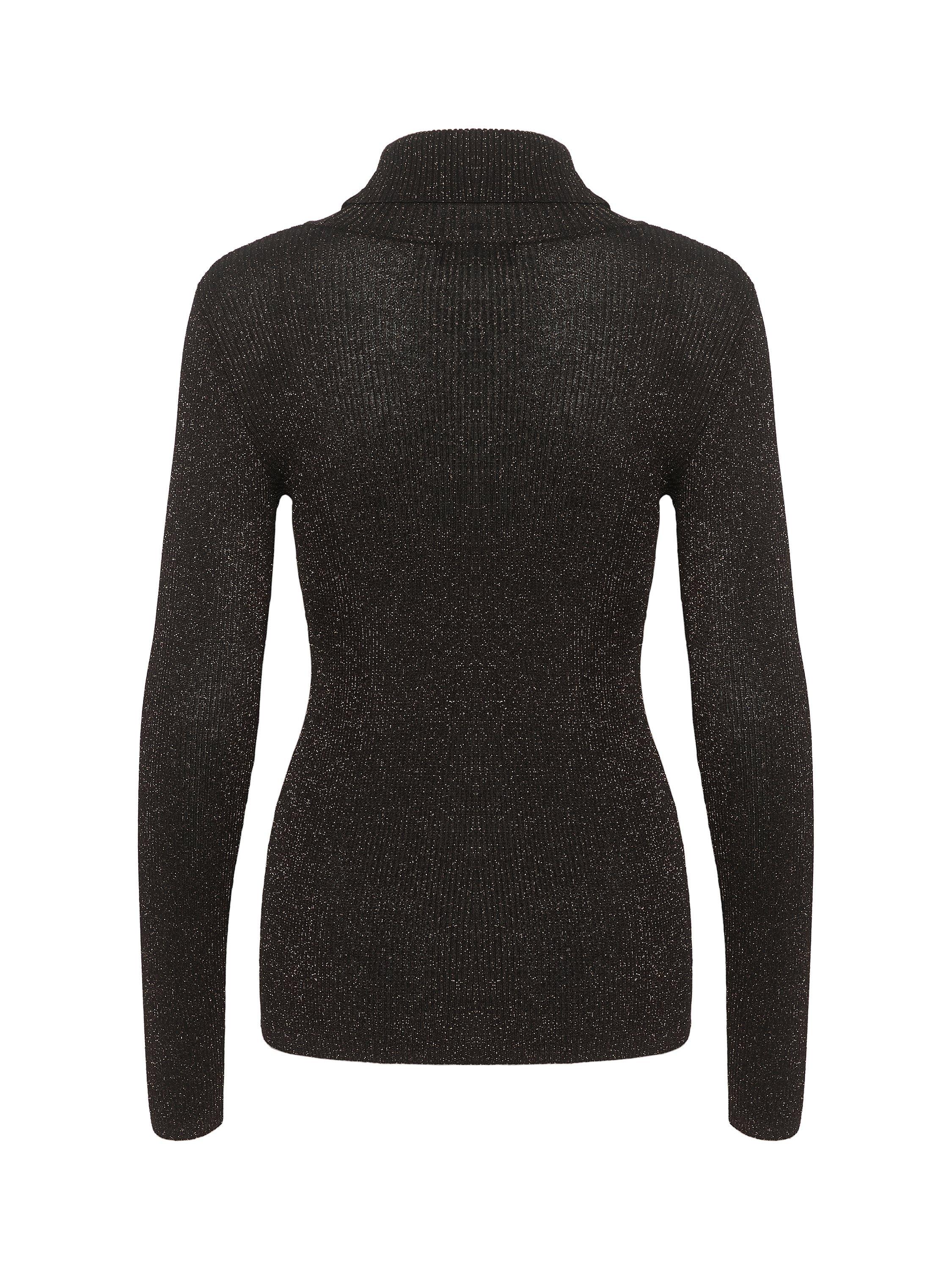 Product image 2 of 2, which shows Soaked In Luxury Carina Metallic Knit Slim Fit Pullover Jumper, Black/Lurex, XS