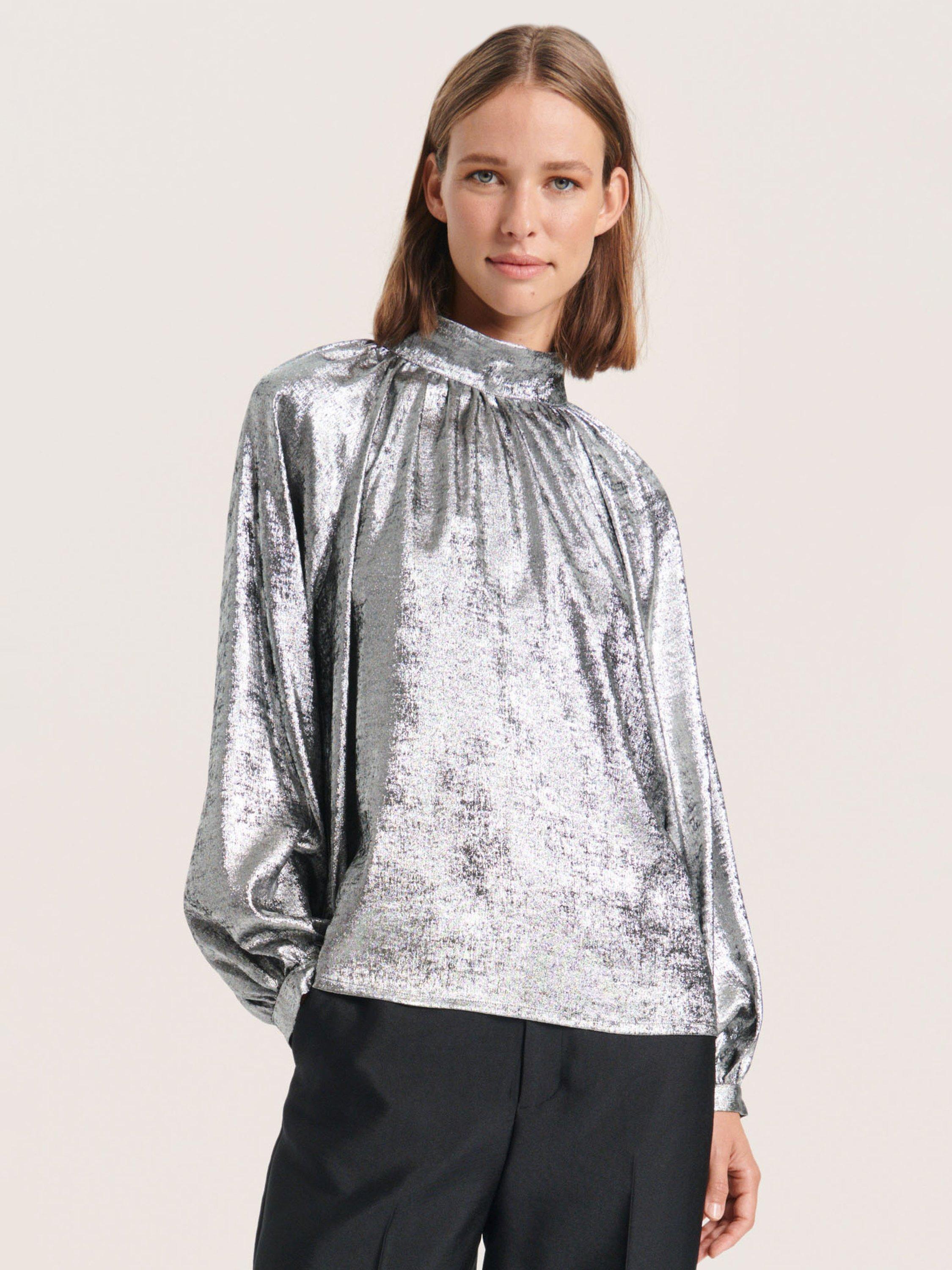 Soaked In Luxury Ronya Blouse, Silver Foil