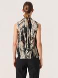 Soaked In Luxury Abstract Print Sleeveless Blouse, Black/White Ripple