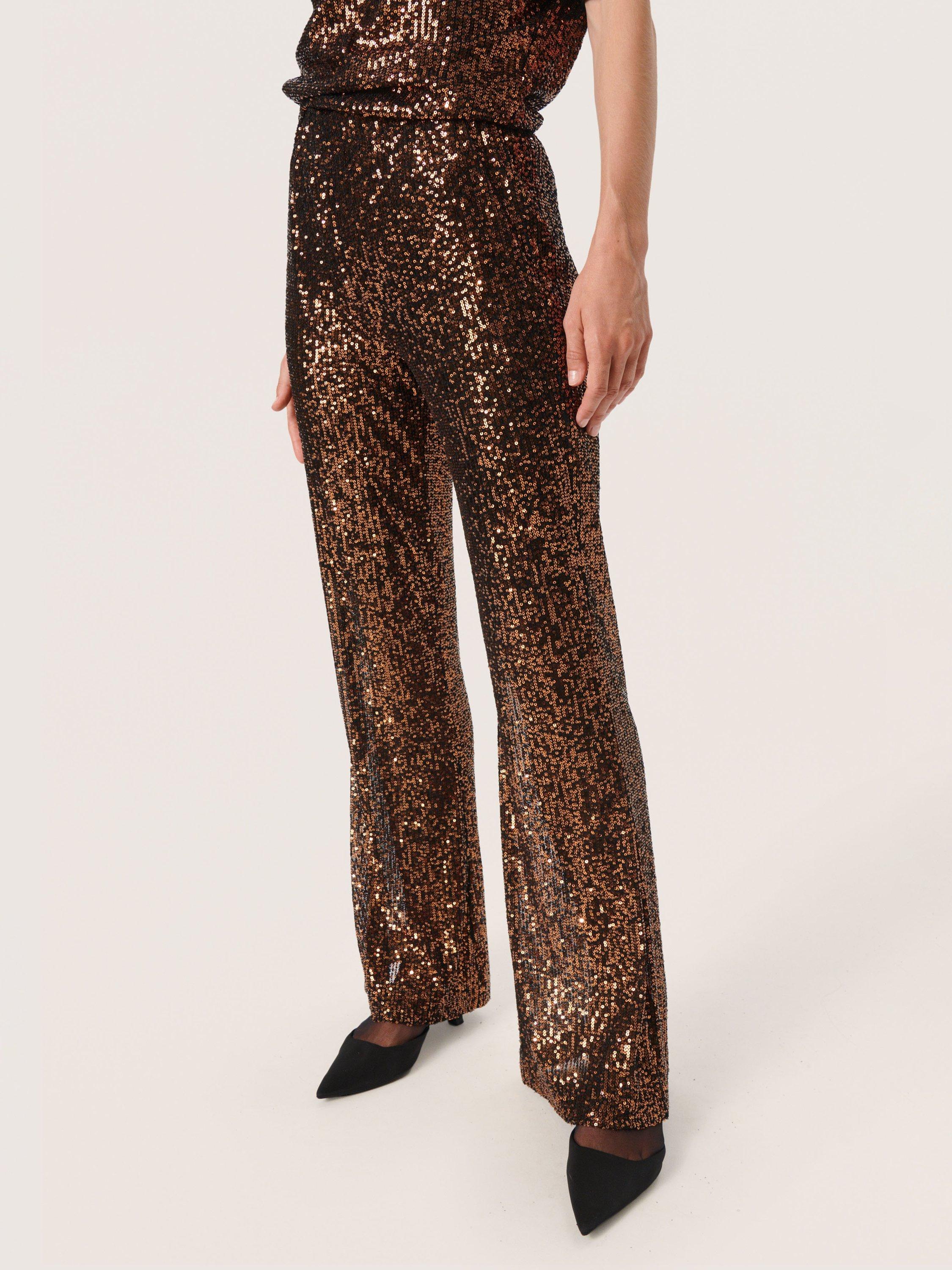 Soaked In Luxury Suse Sequin Trousers, Copper