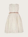 Monsoon Kids' Marylin Belted Dress, Ivory