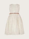 Monsoon Kids' Marylin Belted Dress, Ivory