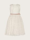 Monsoon Kids' Marylin Belted Dress, Ivory