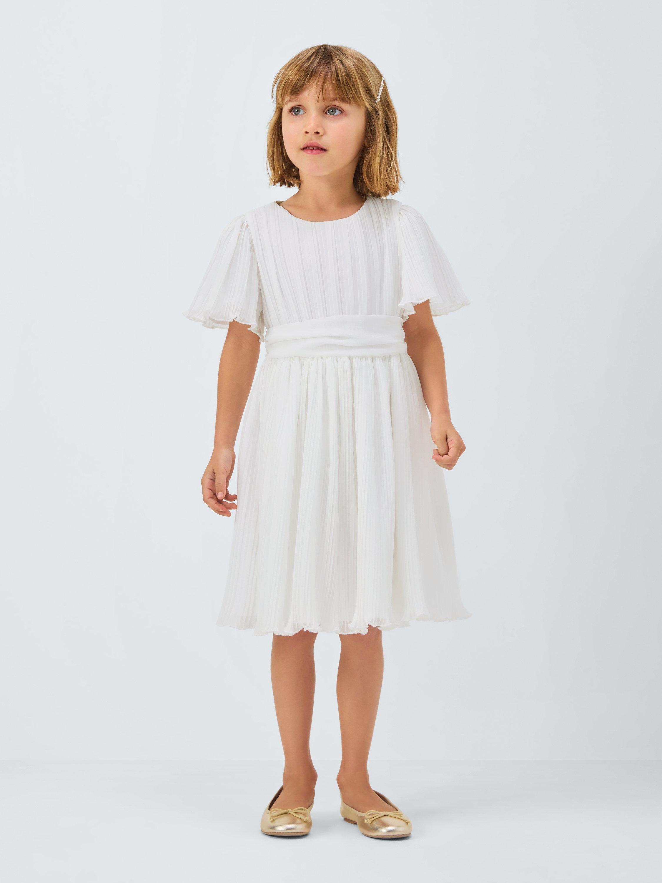 John Lewis Heirloom Collection Kids Plisse Bridesmaid Dress Ivory