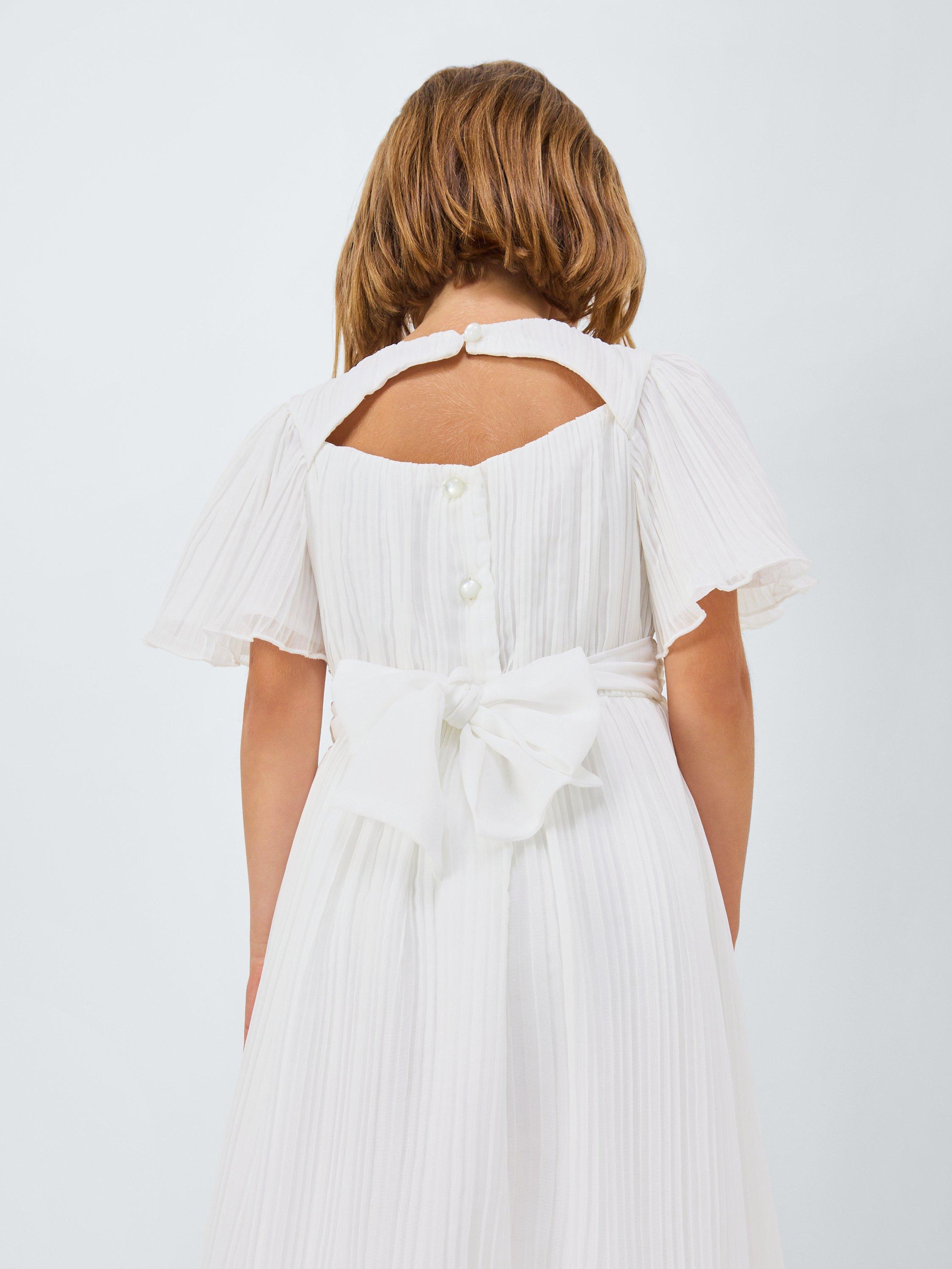 Product image 4 of 9, which shows John Lewis Heirloom Collection Kids' Plisse Bridesmaid Dress, Ivory, 8 years