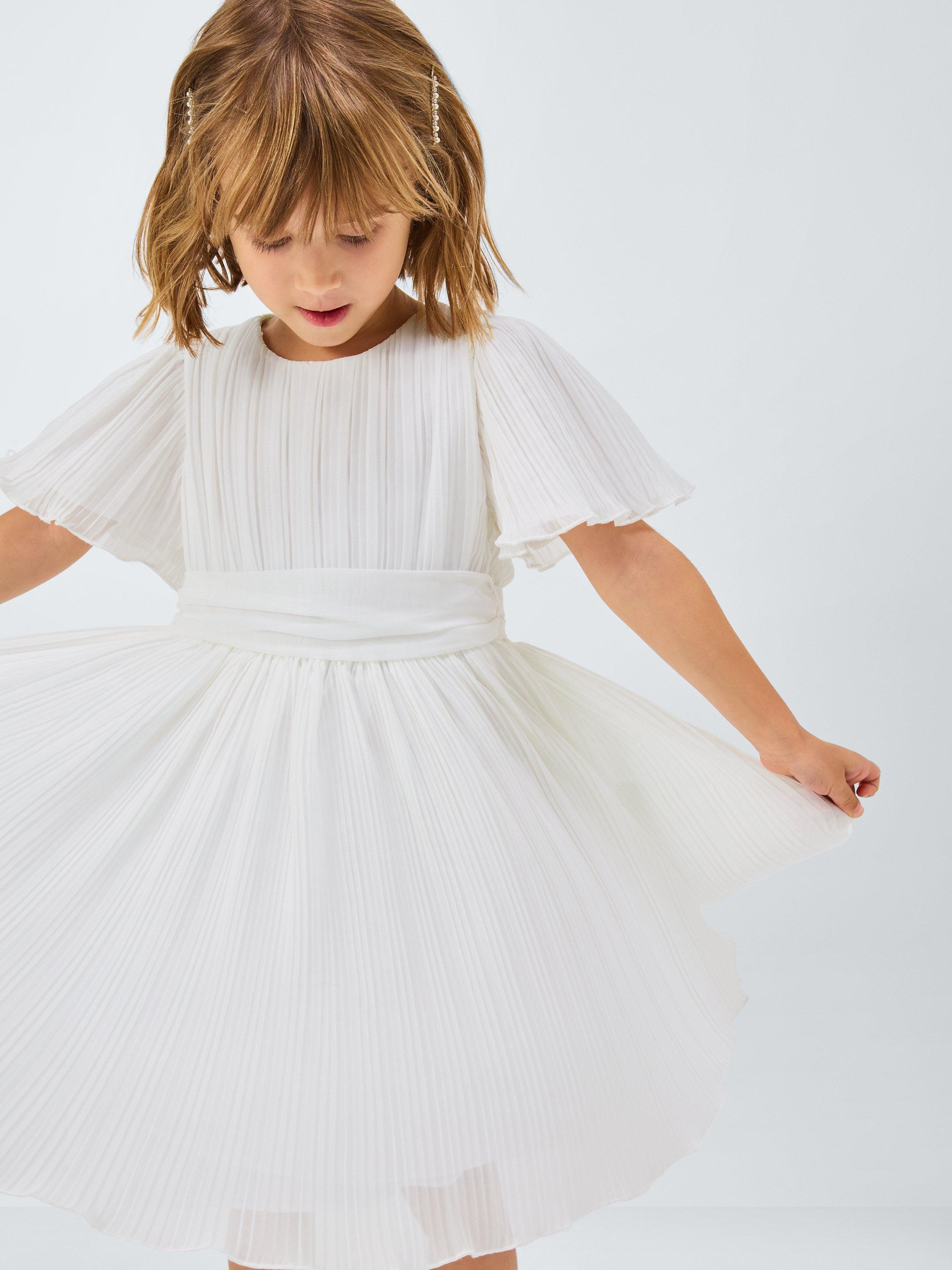 John Lewis Heirloom Collection Kids Plisse Bridesmaid Dress Ivory