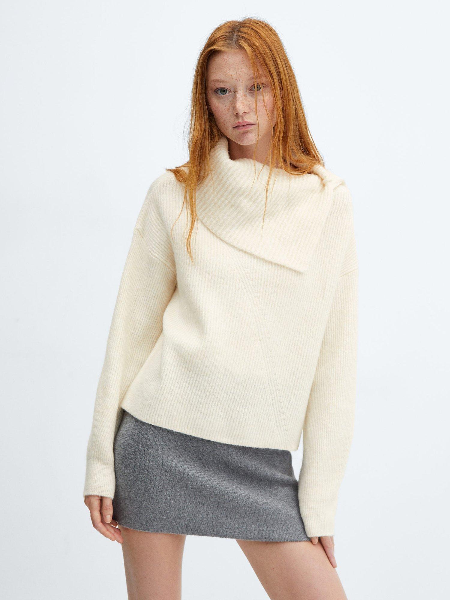 Mango Cisne Knit Jumper, Light Beige