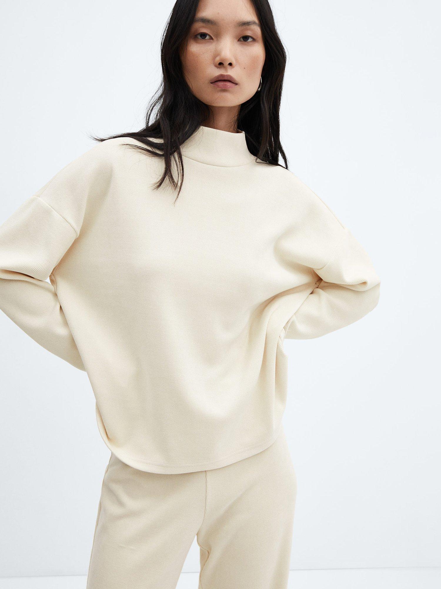 Mango High Neck Jumper, Light Beige