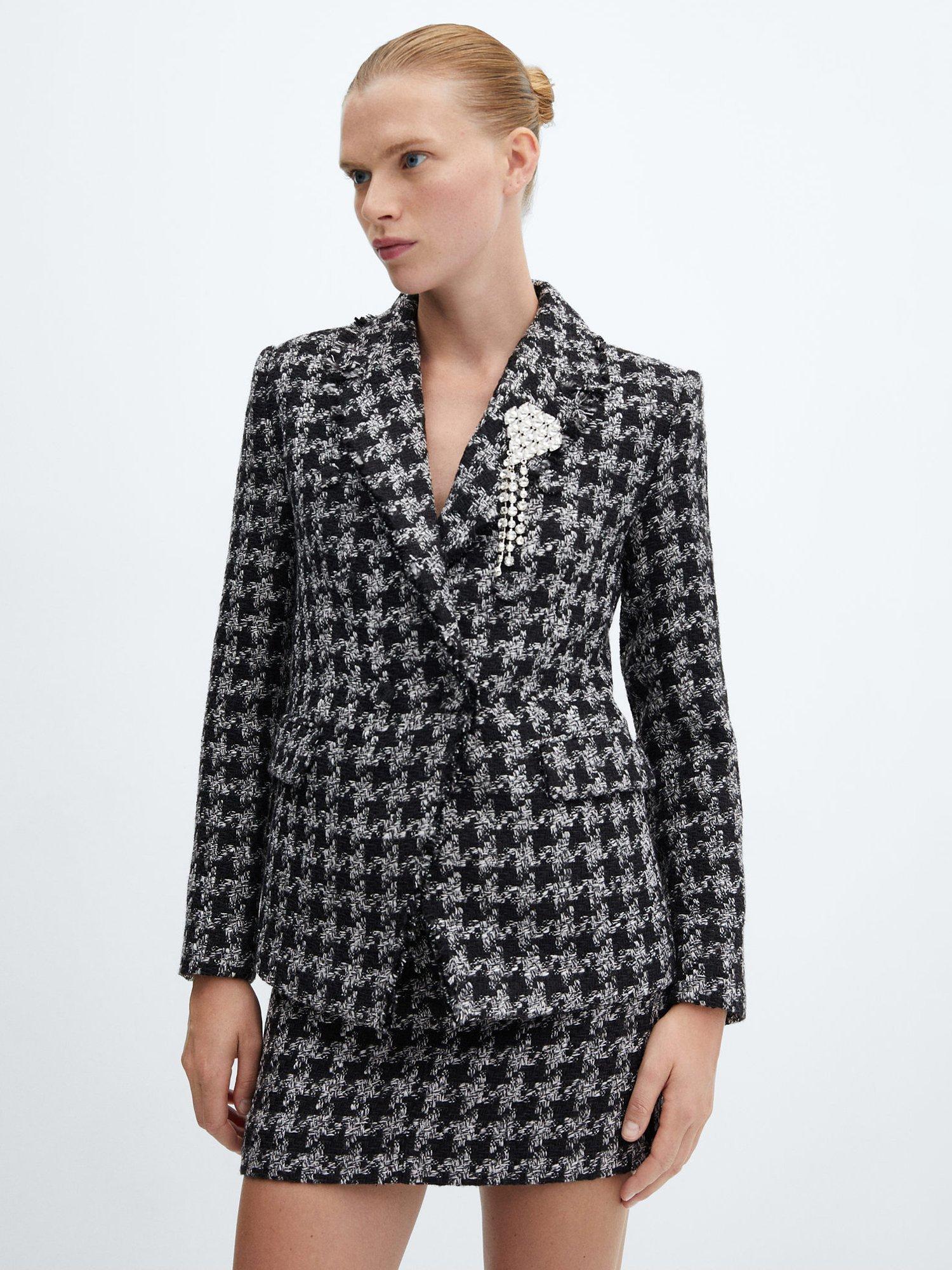 Mango Dalia Tweed Suit Mini Skirt, Grey