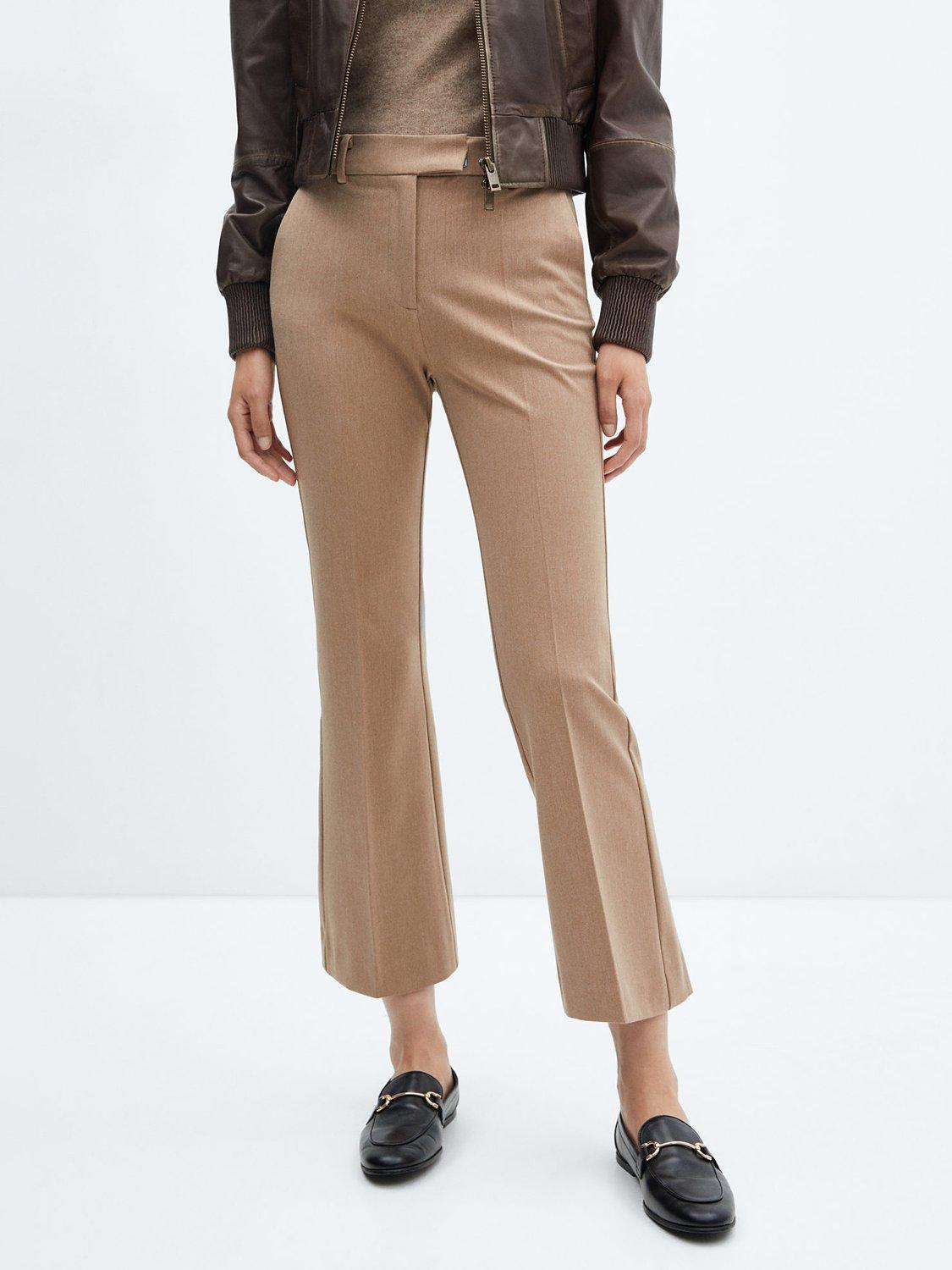 Mango Emily Cropped Tailored Trousers, Brown