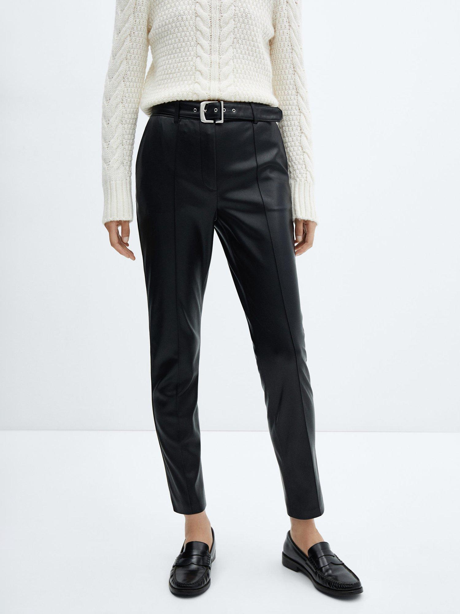 Mango Anita Faux Leather Belt Trousers