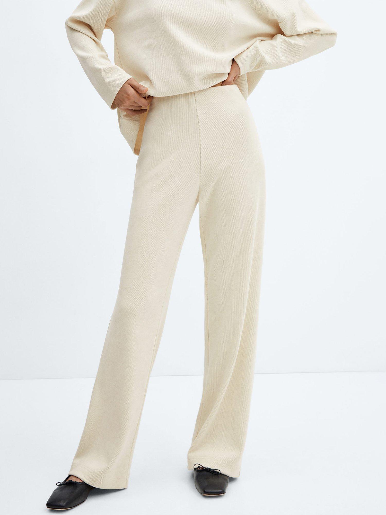 Mango Knitted Trousers, Light Beige