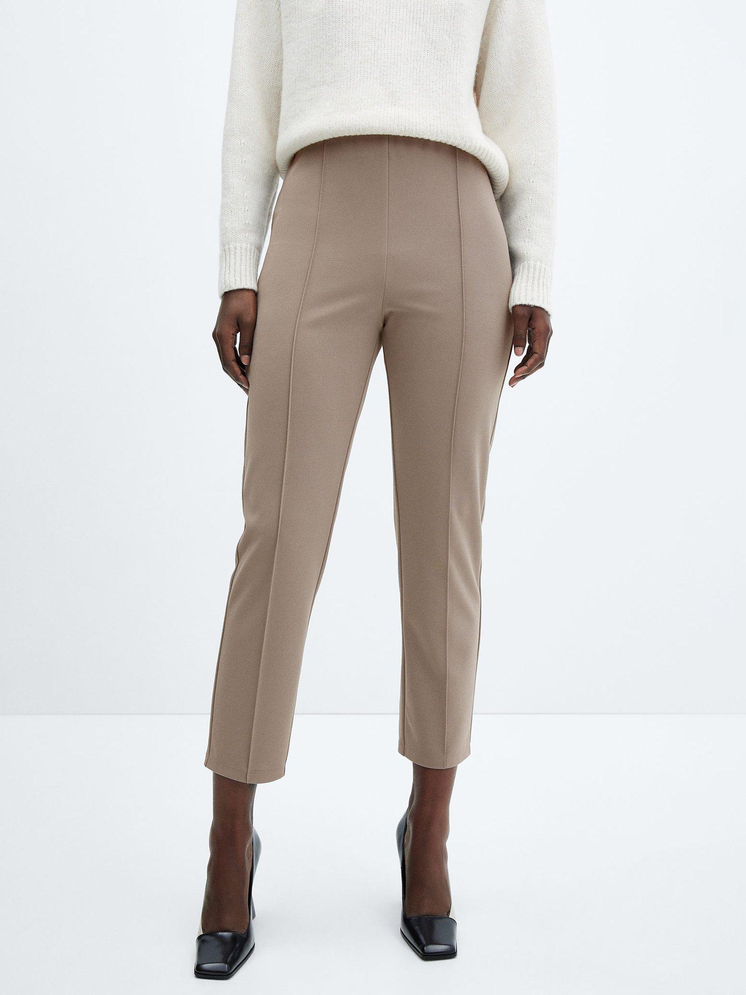 Mango Fitted Trousers, Brown
