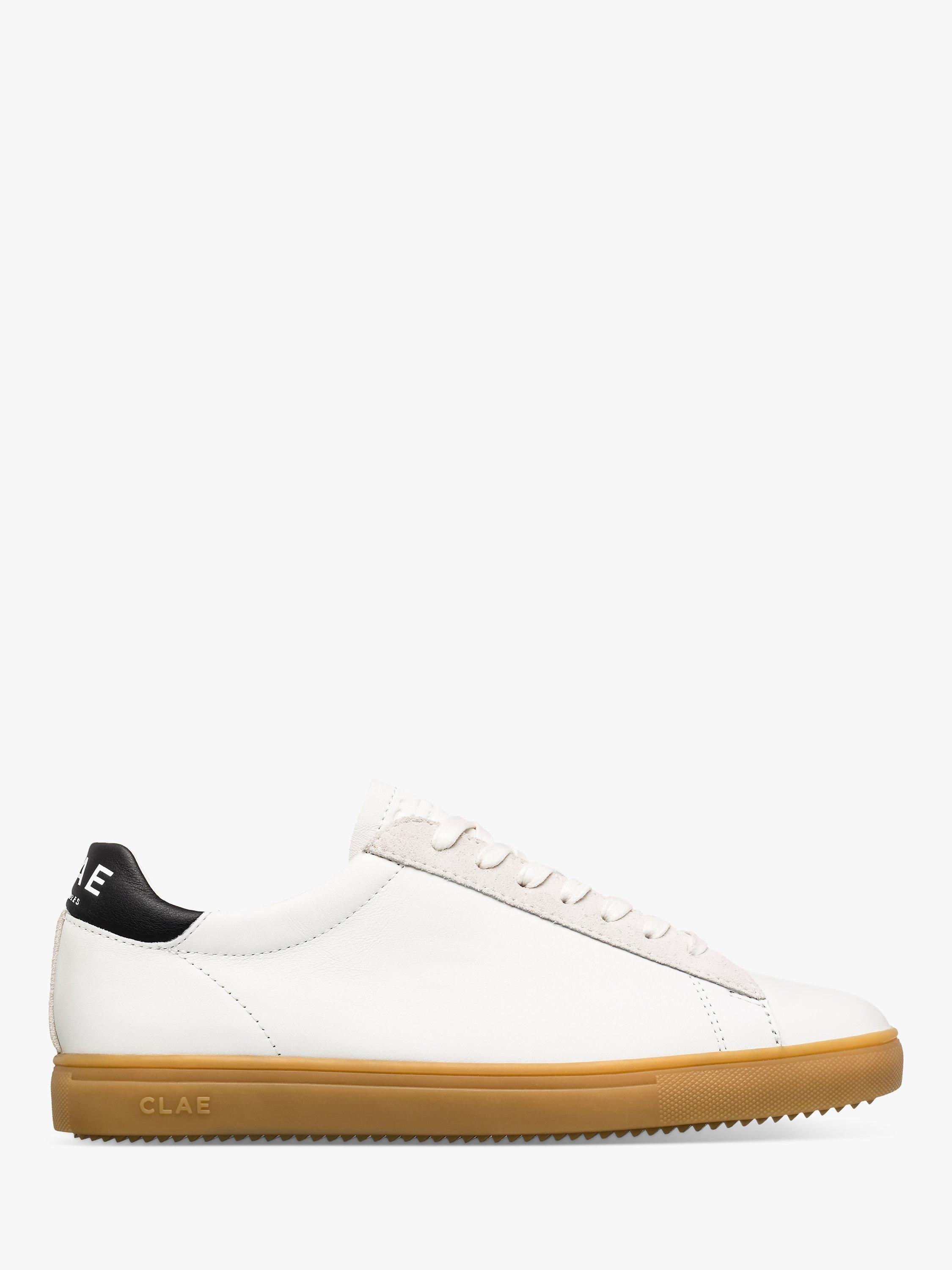 CLAE Bradley Leather Lace Up Trainers, White/Black/Gum, 10