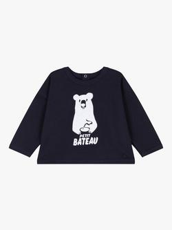 Petit Bateau Baby Pattern Fleece Sweatshirt, Smoke
