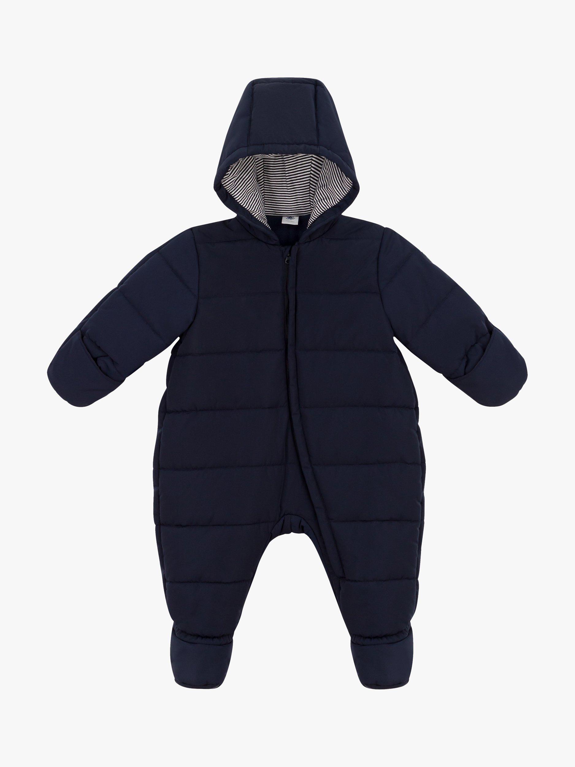 Petit Bateau Baby Quilted Snowsuit, Smoke