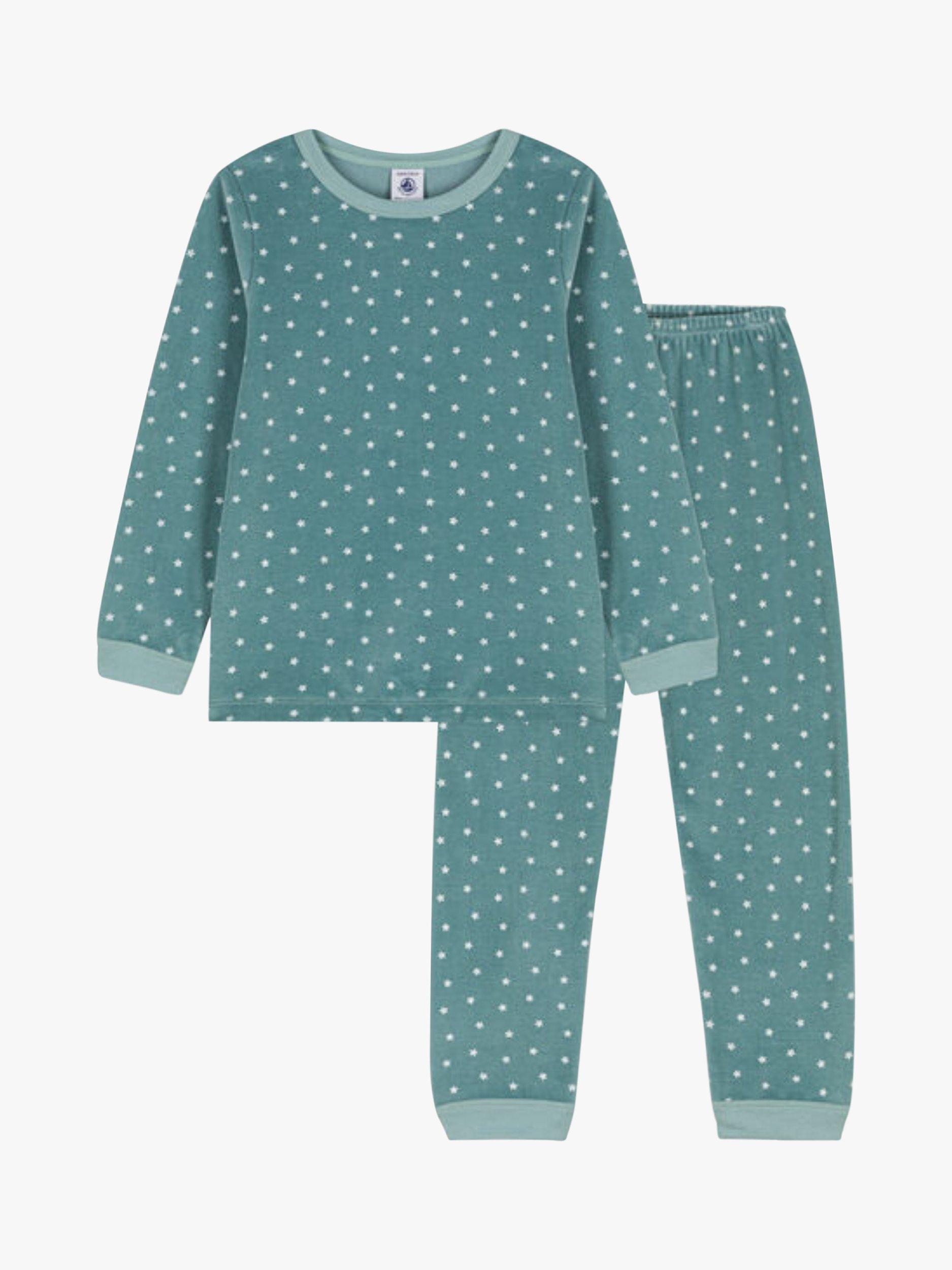 Petit Bateau Kids Star Print Velour Pyjamas Brut Marshmallow