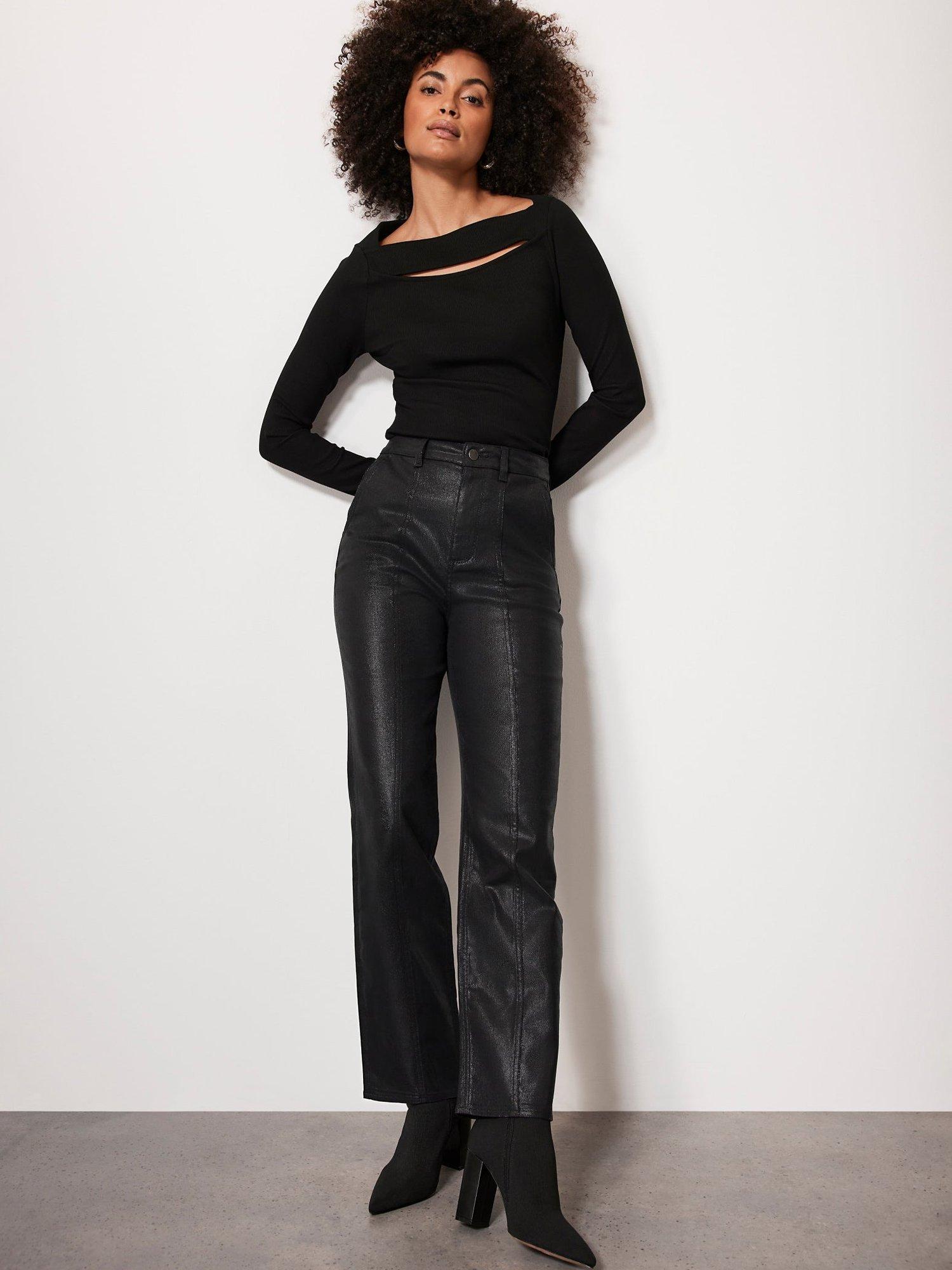 Mint Velvet High Rise Straight Jeans, Black Black