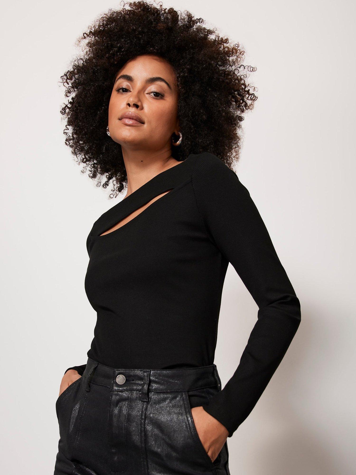 Mint Velvet Cut Out Top, Black