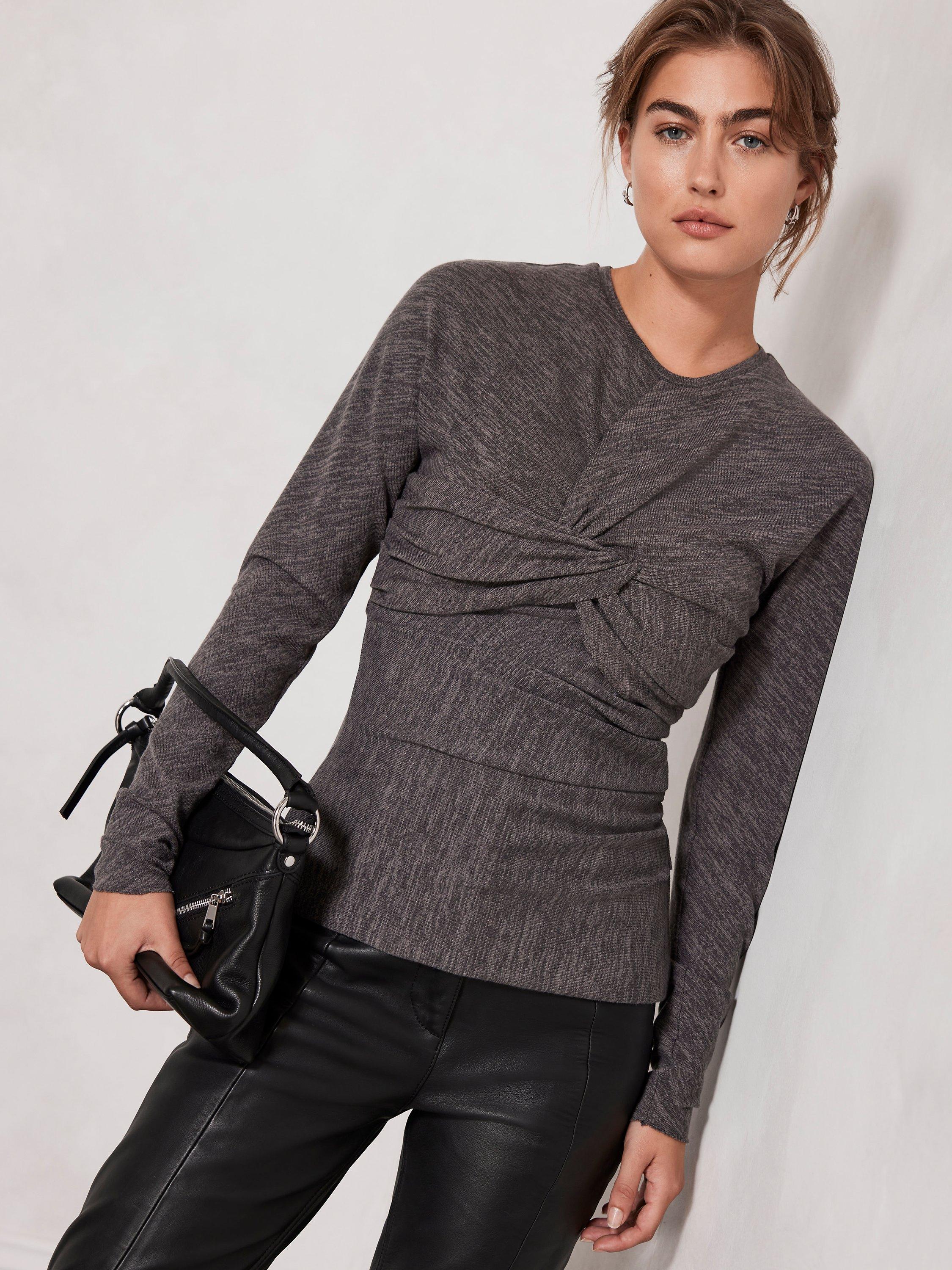Mint Velvet Twist Detail Top, Grey