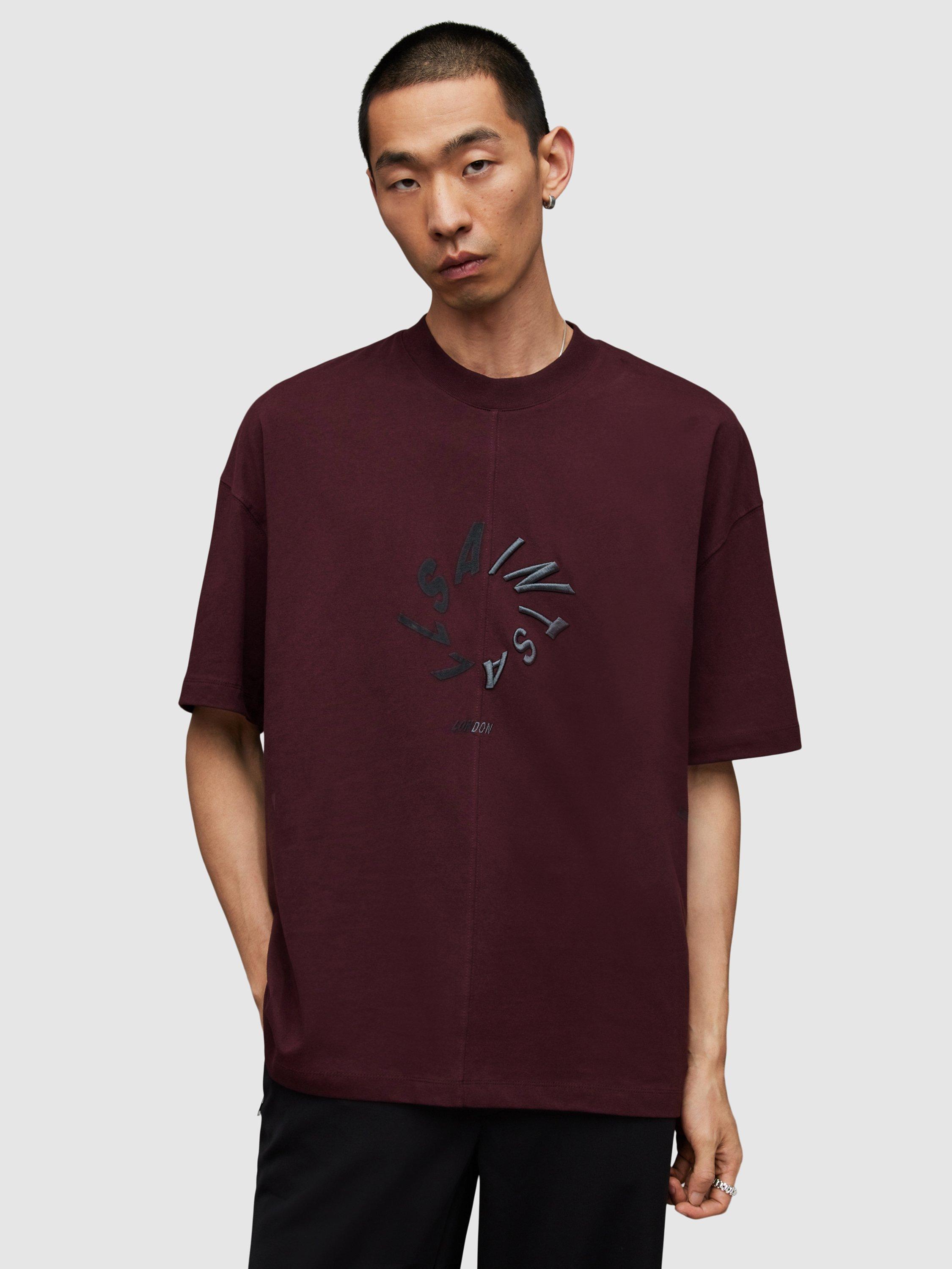 AllSaints Halo Organic Cotton Short Sleeve Crew T-Shirt, Mars Red