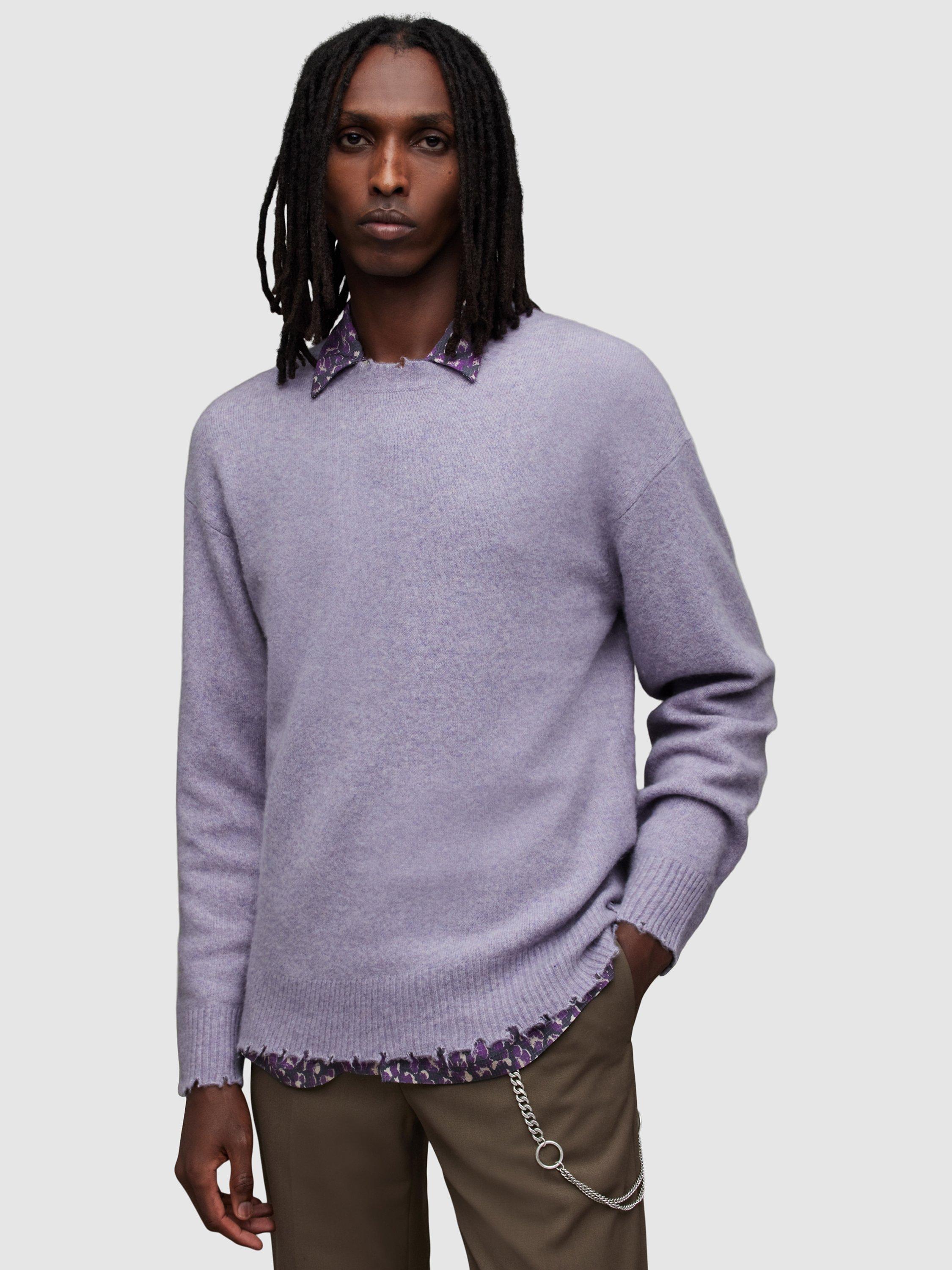 AllSaints Luka Crew Neck Jumper, Lilac Purple