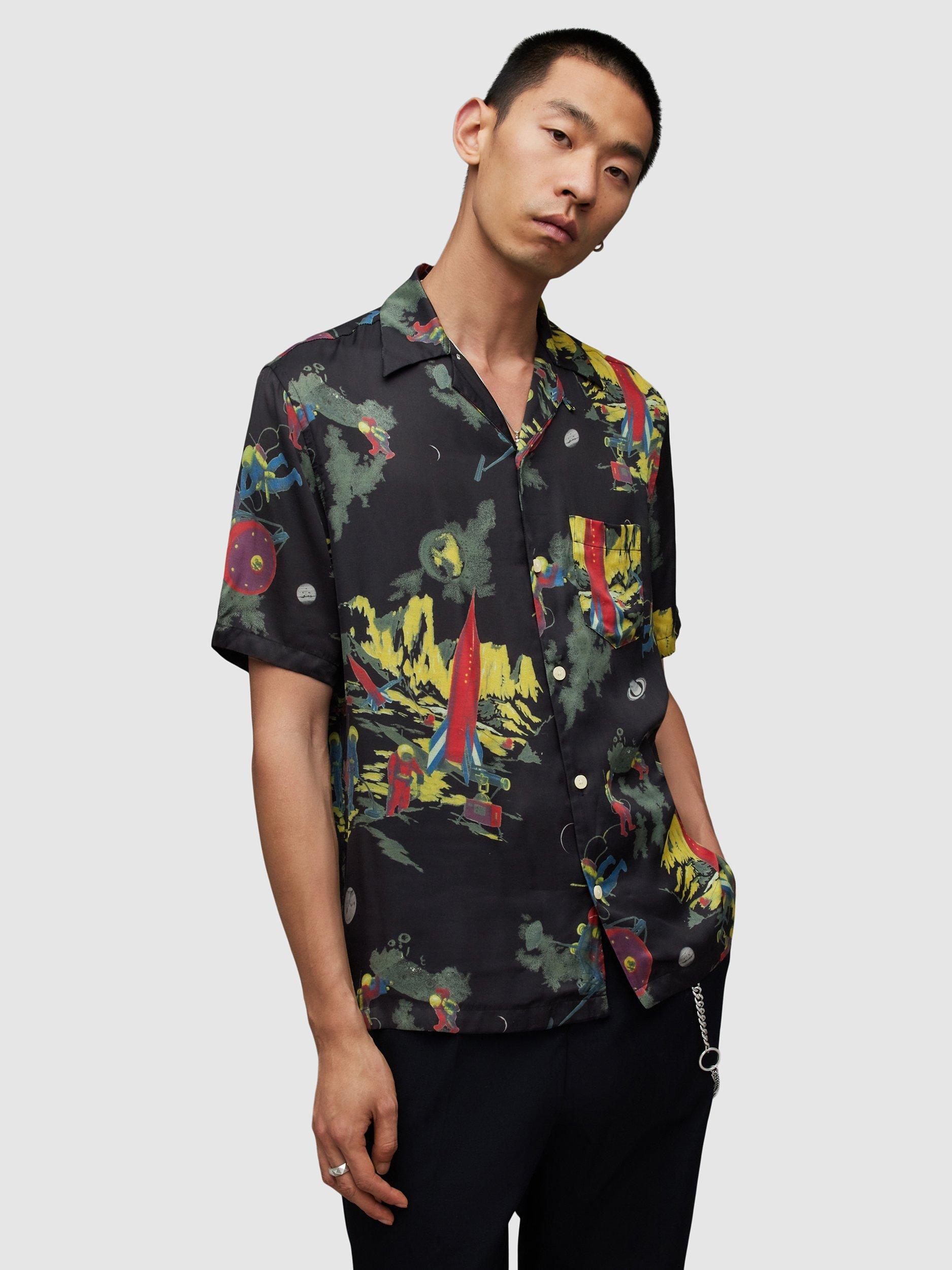 AllSaints Cosmonaut Short Sleeve Shirt, Jet Black