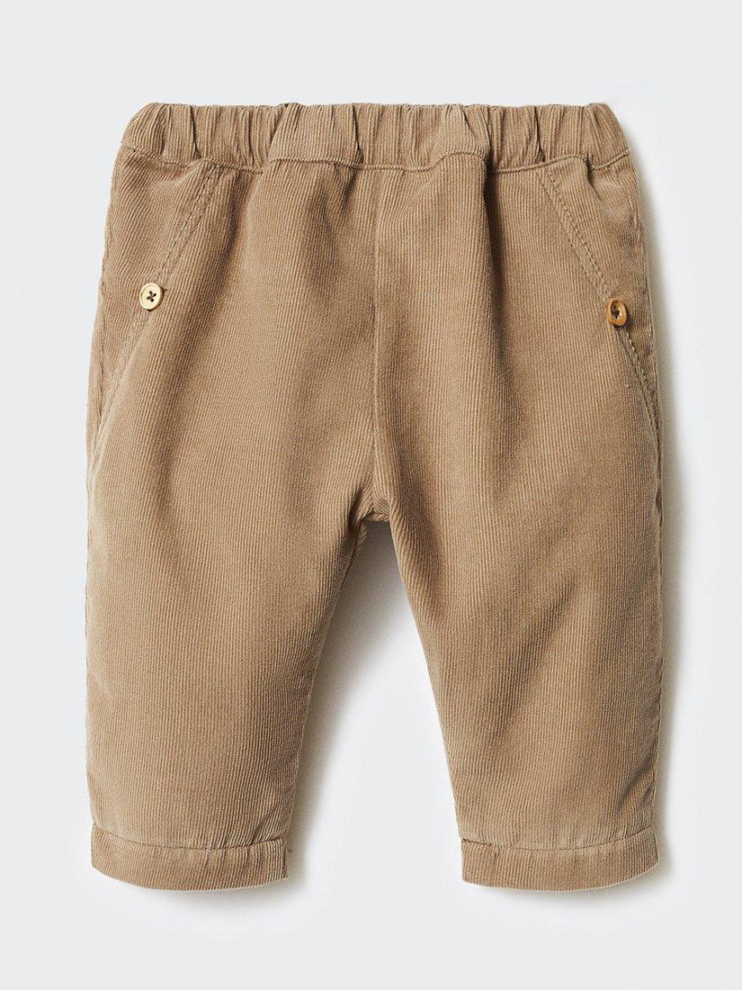 Mango Baby Straight Fit Corduroy Trousers, Medium Brown, 9-12 months