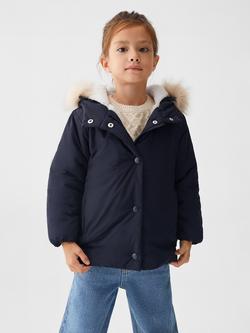 Mango Kids' Jimmy Hooded Coat, Navy, Navy