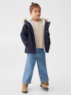 Mango Kids' Jimmy Hooded Coat, Navy - view 2, Navy
