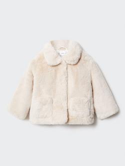 Mango Baby Bear Faux Fur Coat, White, White