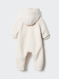 Mango Baby Sherpa Hooded Snowsuit, Light Beige - view 2, Light Beige