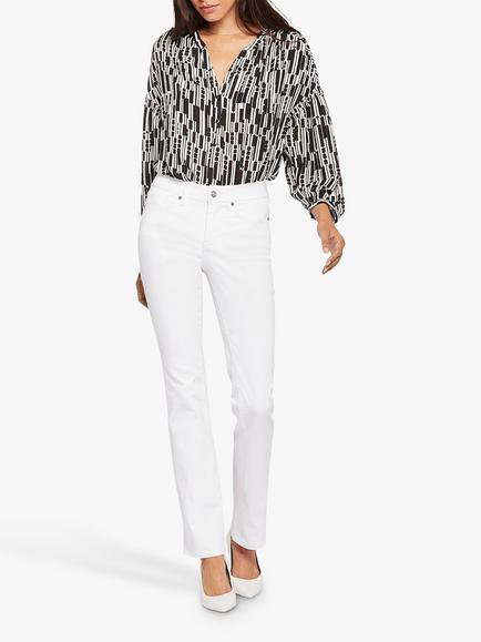 NYDJ Waist-Match Marilyn Straight Jeans, Optic White