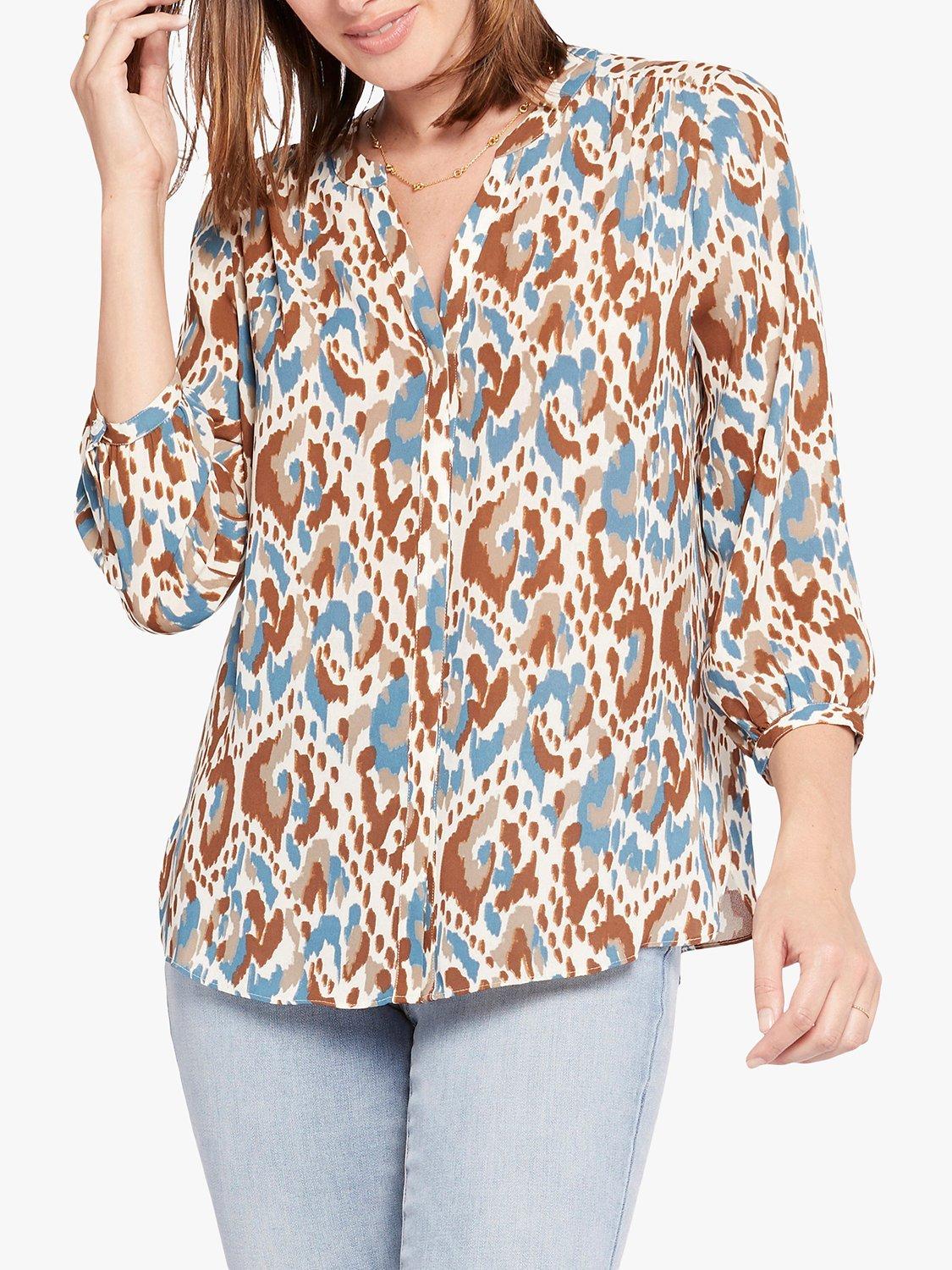 NYDJ Pintuck Graphic Blouse, Ocean Dream