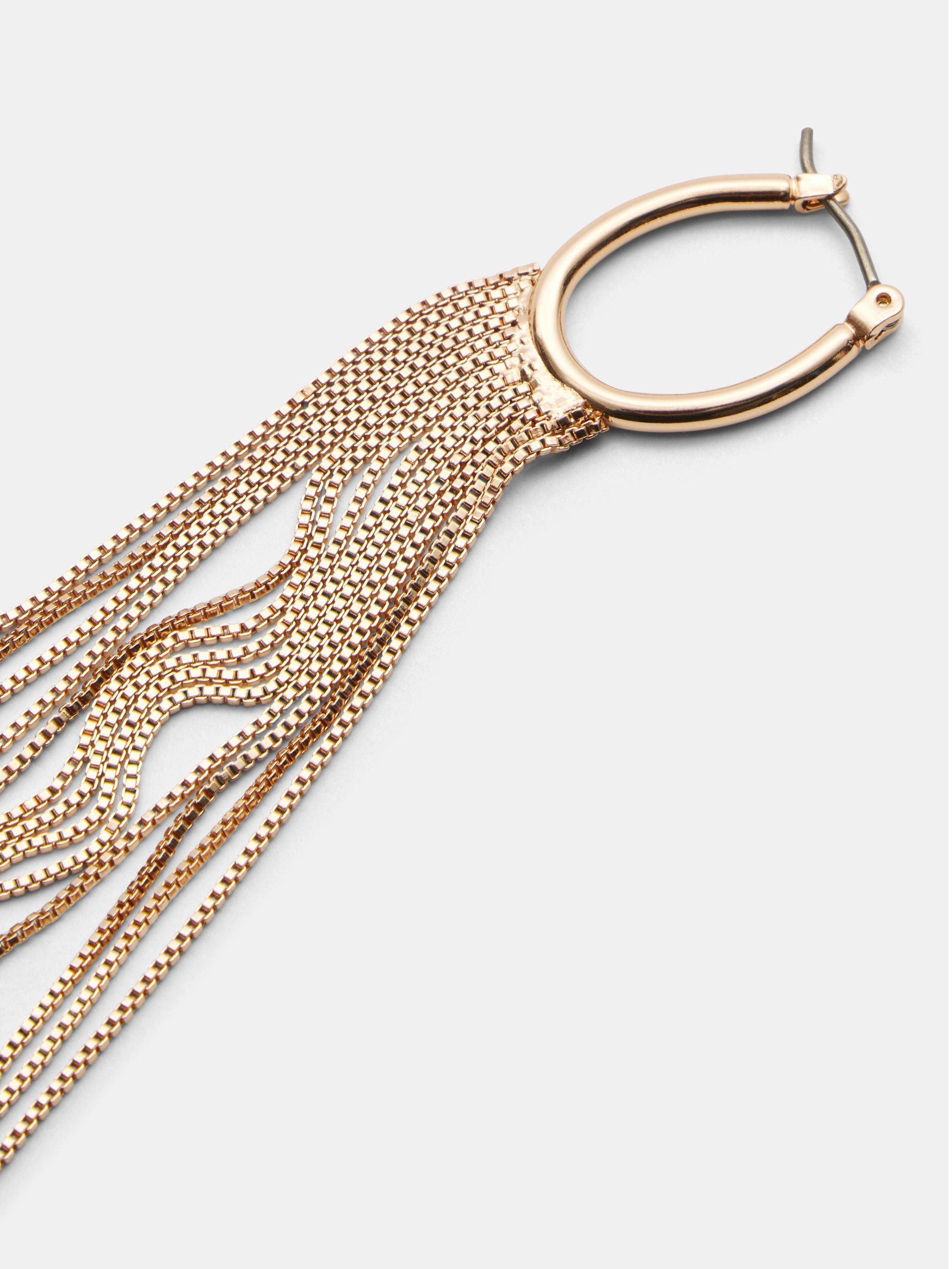 Product image 3 of 3, which shows HUSH Lilou Long Fringe Drop Earrings, Gold, One Size