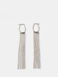HUSH Lilou Long Fringe Drop Earrings, Silver