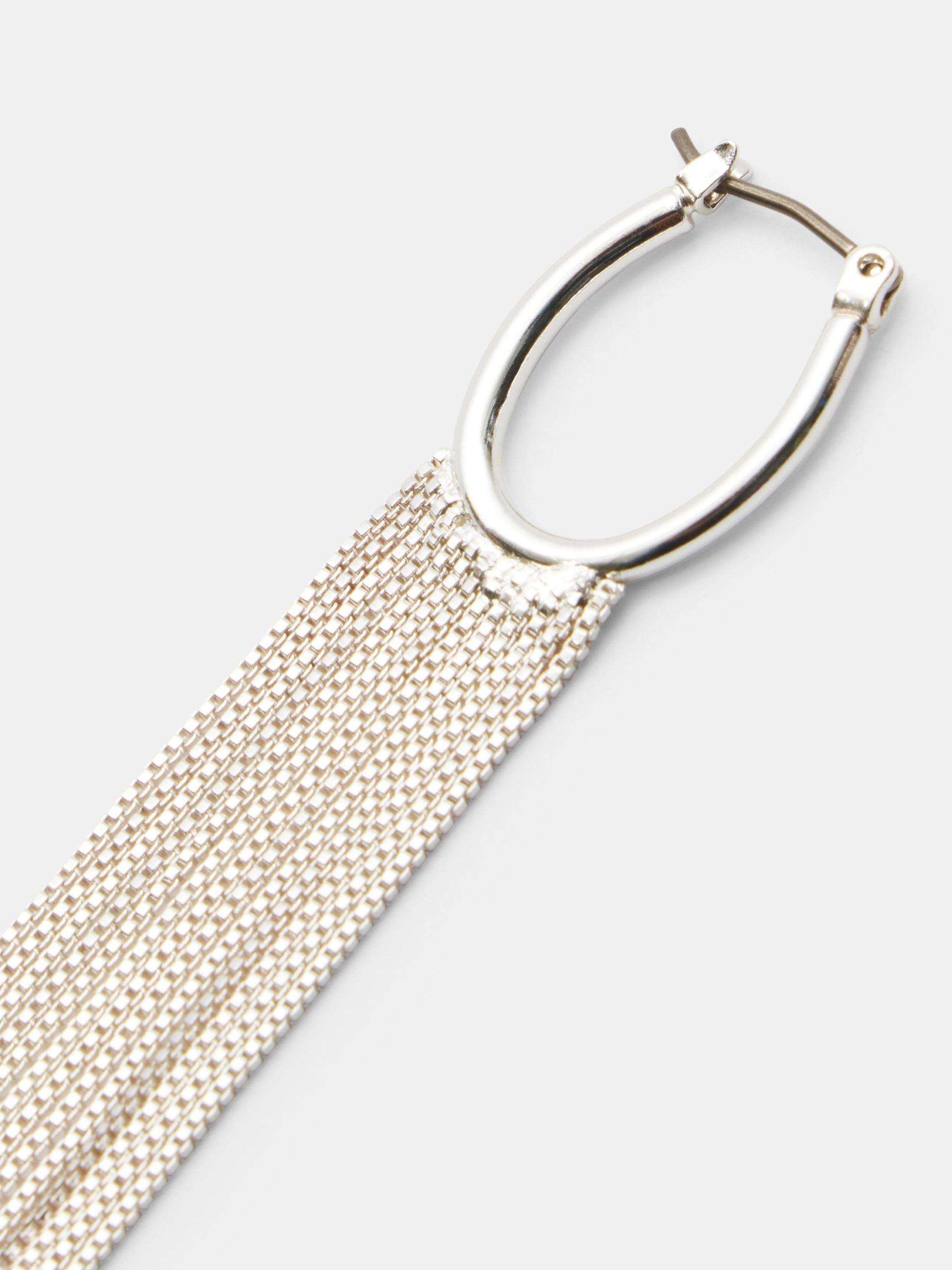 Product image 3 of 3, which shows HUSH Lilou Long Fringe Drop Earrings, Silver, One Size