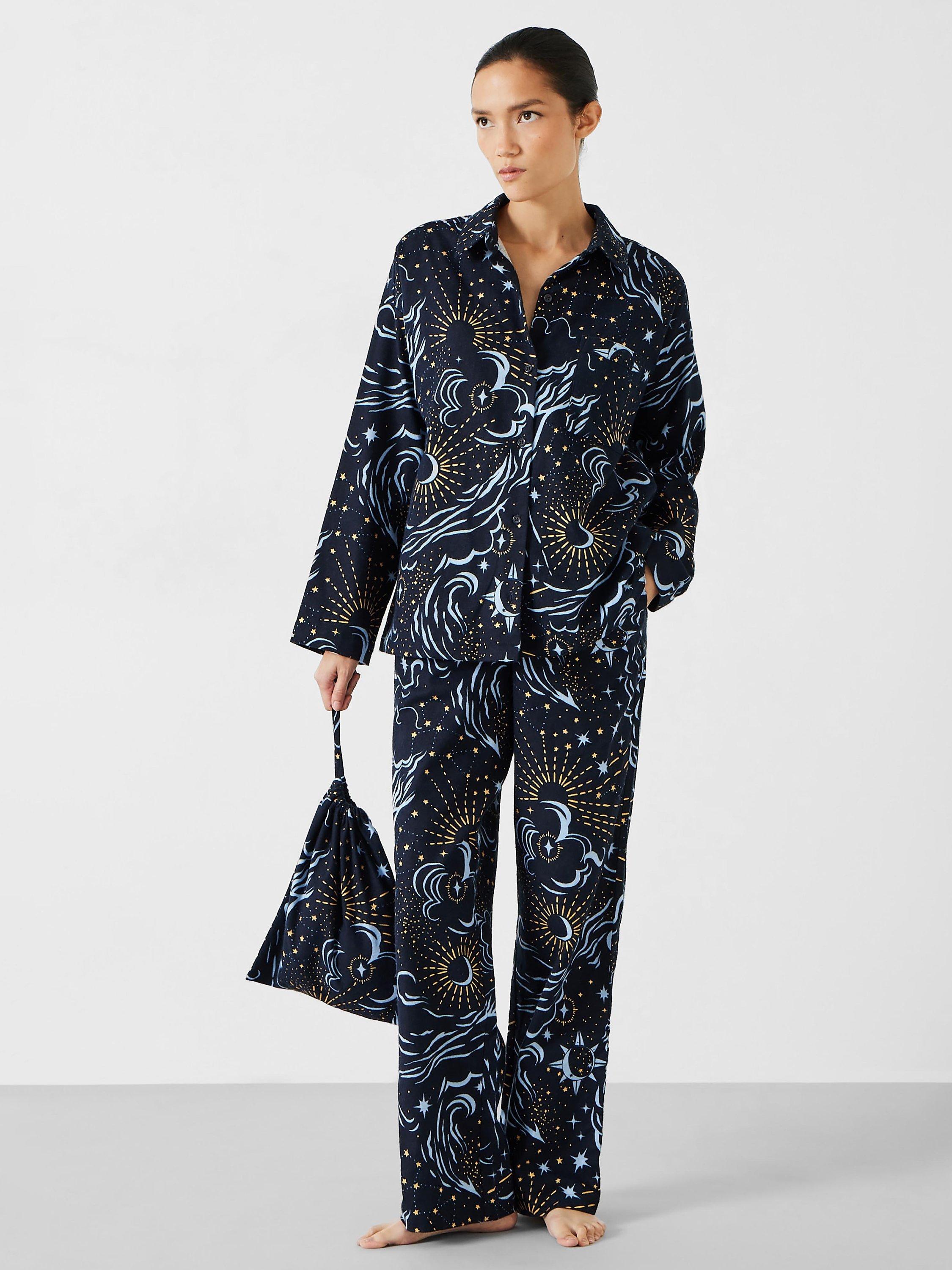 HUSH Sadie Cotton Flannel Celestial Sky Pyjamas Navy Multi