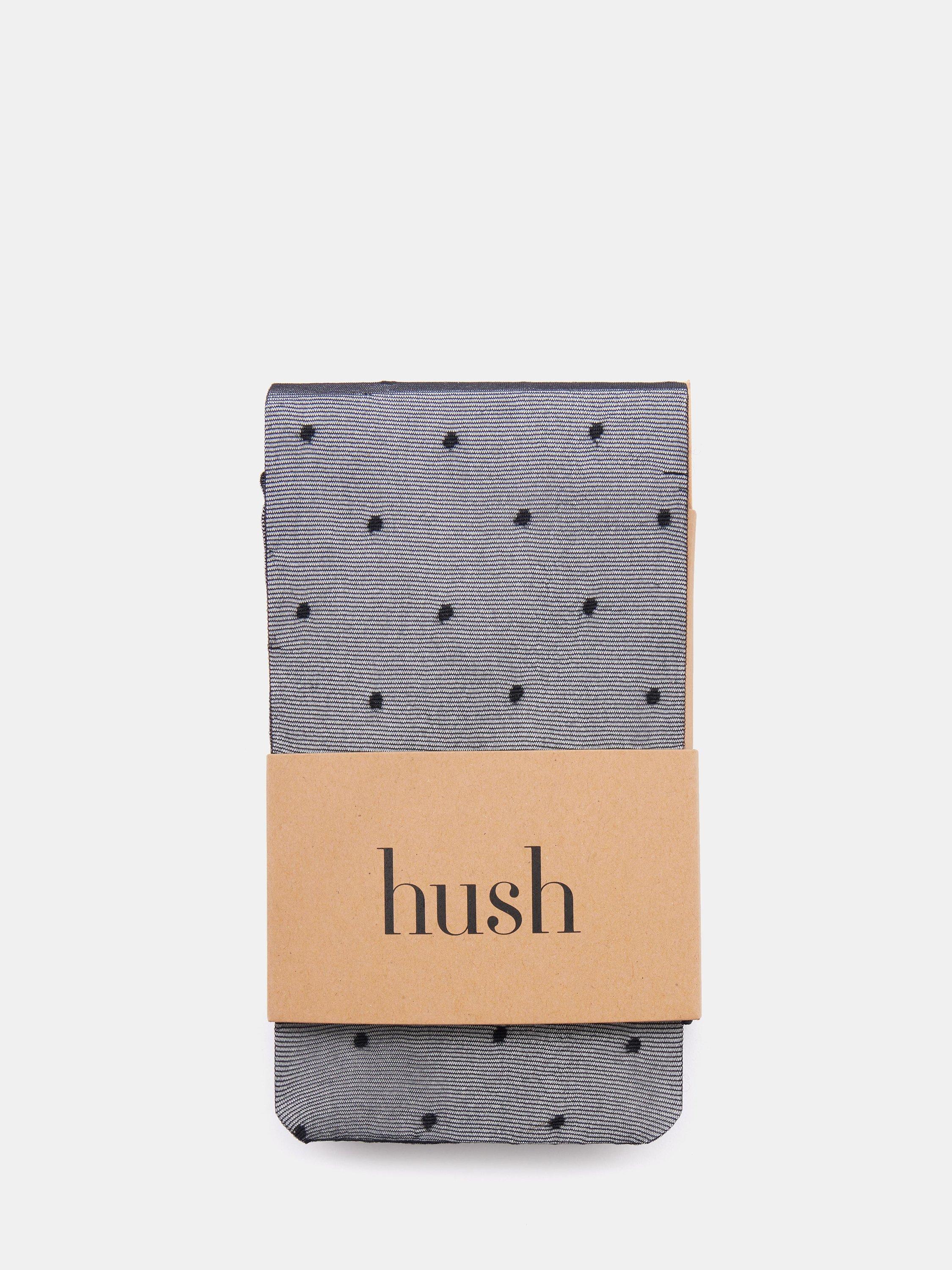 Product image 1 of 2, which shows HUSH Polka Dot Tights, Black, S-M