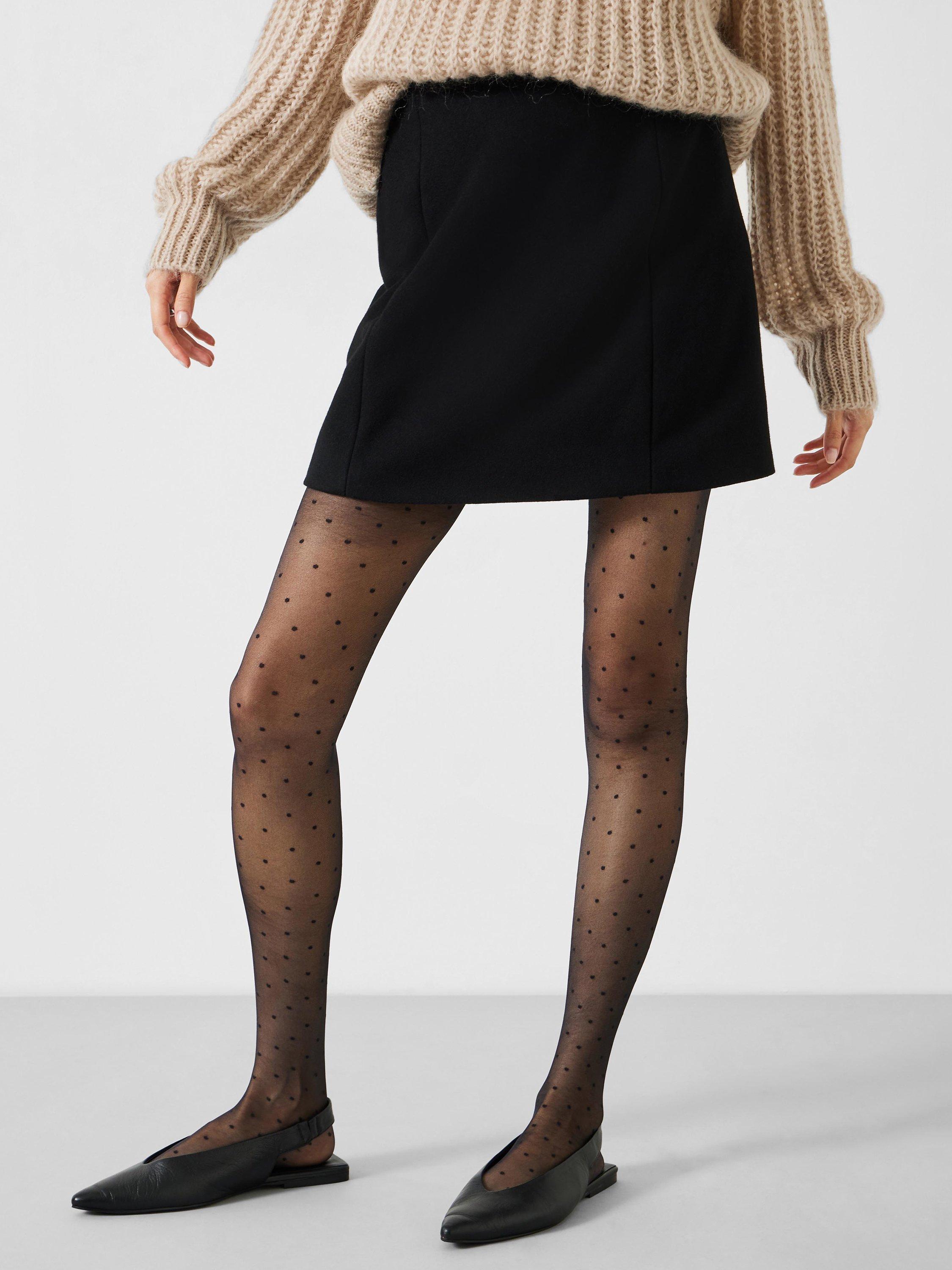 Product image 2 of 2, which shows HUSH Polka Dot Tights, Black, S-M