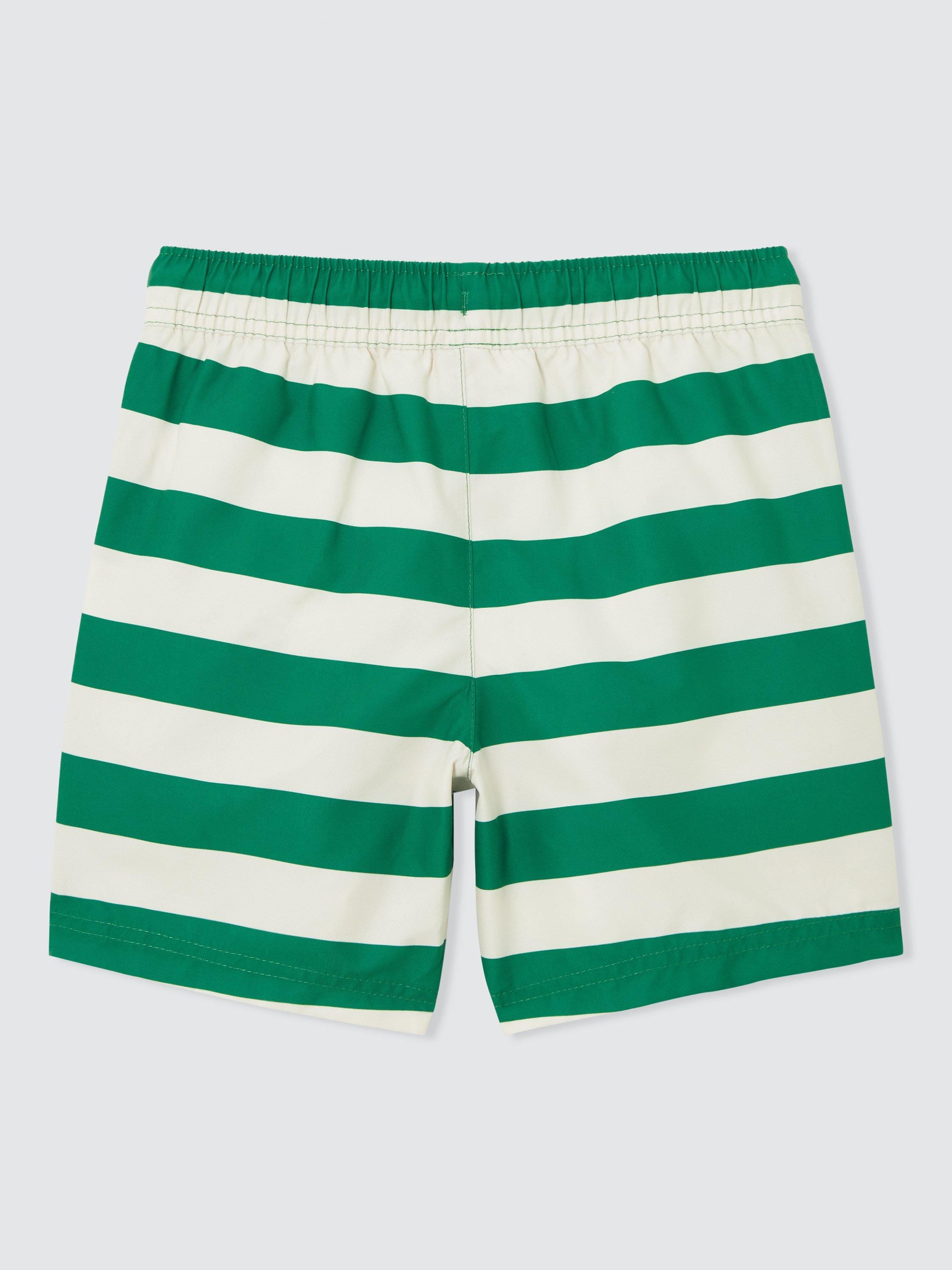 John Lewis ANYDAY Kids' Horizontal Stripe Swim Shorts, Green, 2 years